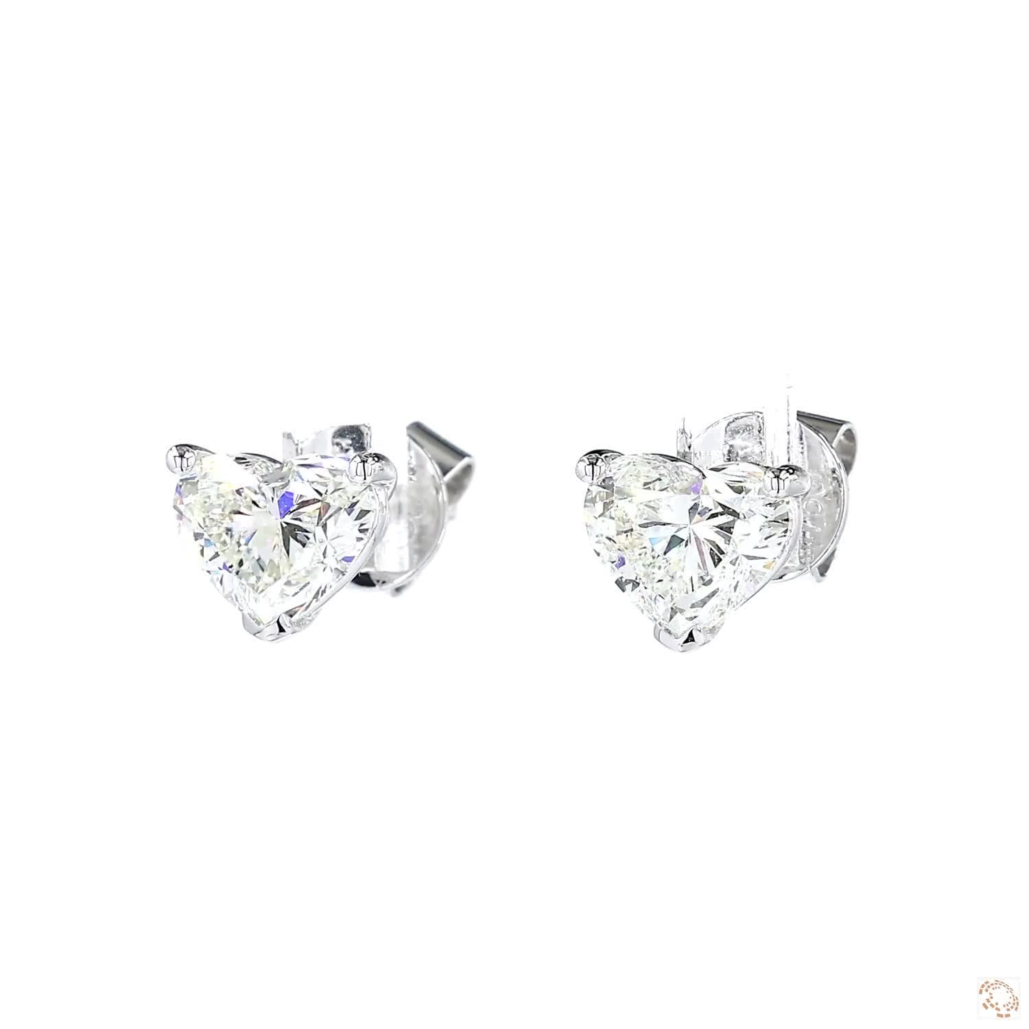 Heart Shape Diamond Stud Earrings (1.51 ct. per diamond)