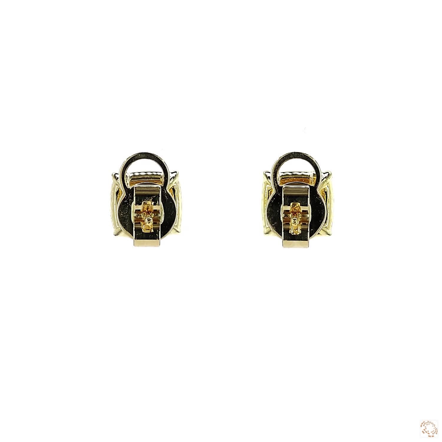 Fancy Yellow Cushion Diamond 4-Prong Bezel Set Stud Earrings