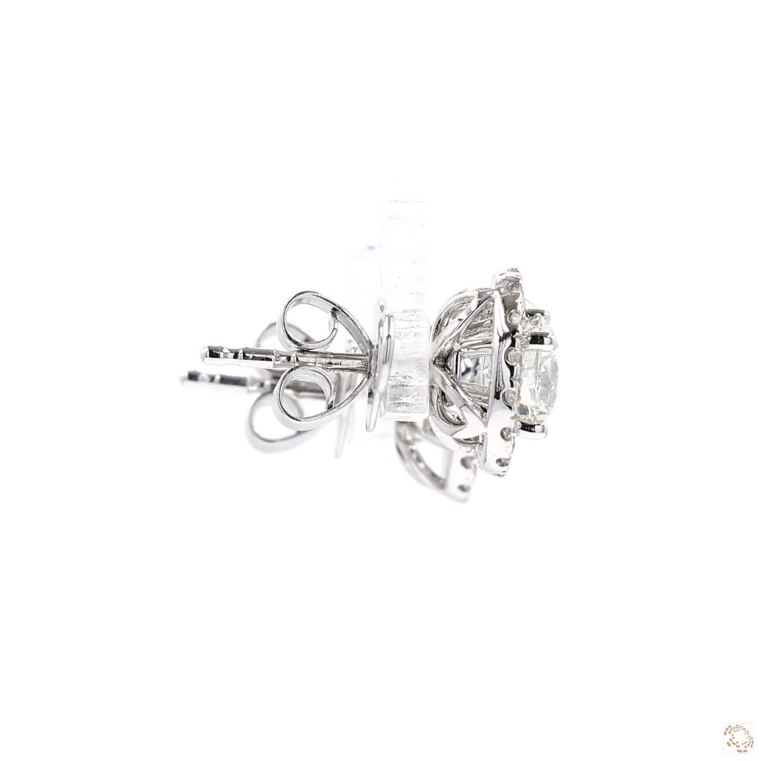 Halo Diamond Stud Earrings with Jacket (0.6 ct. per diamond)