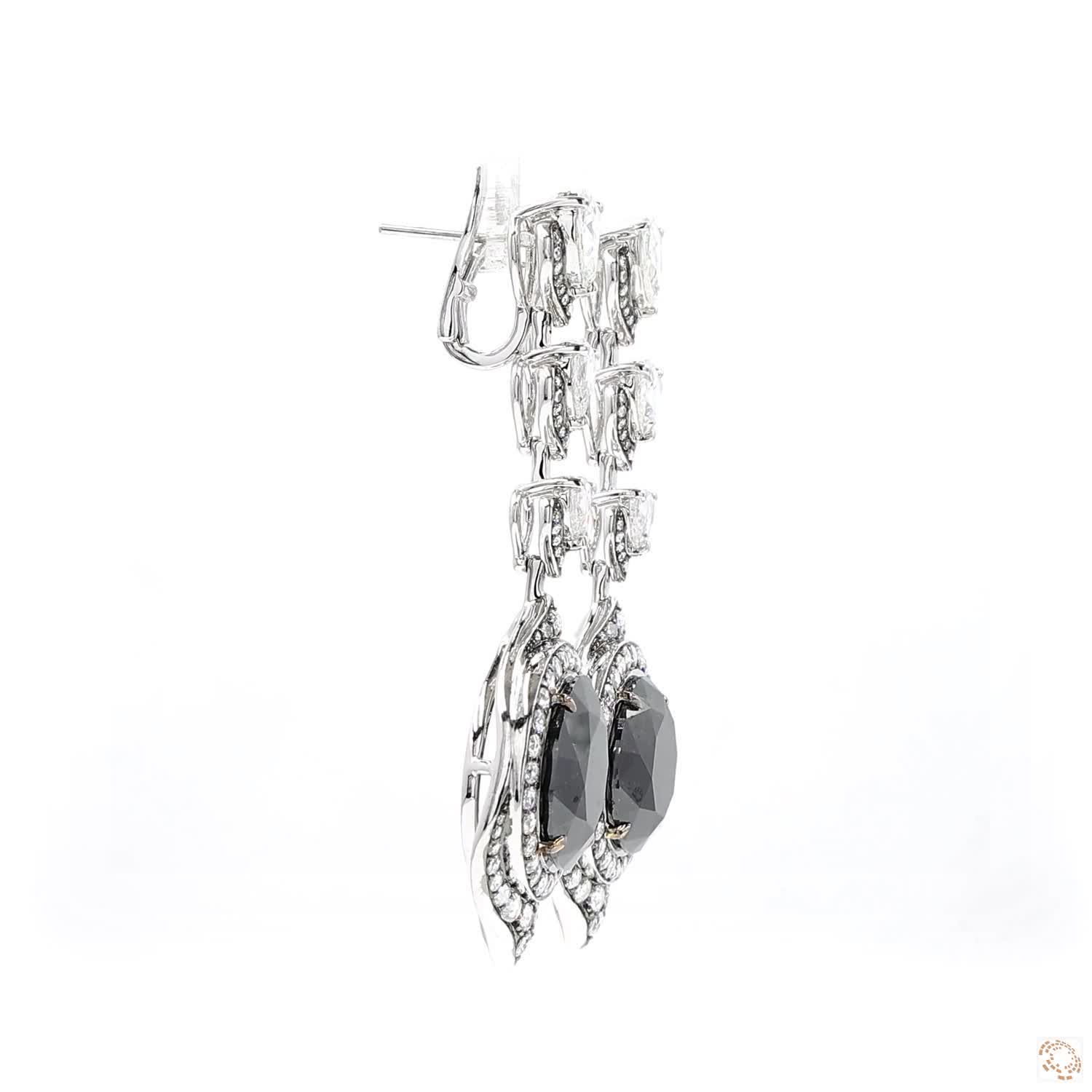 Fancy Black Diamond Dangling Earrings (11.4 ct per diamond)