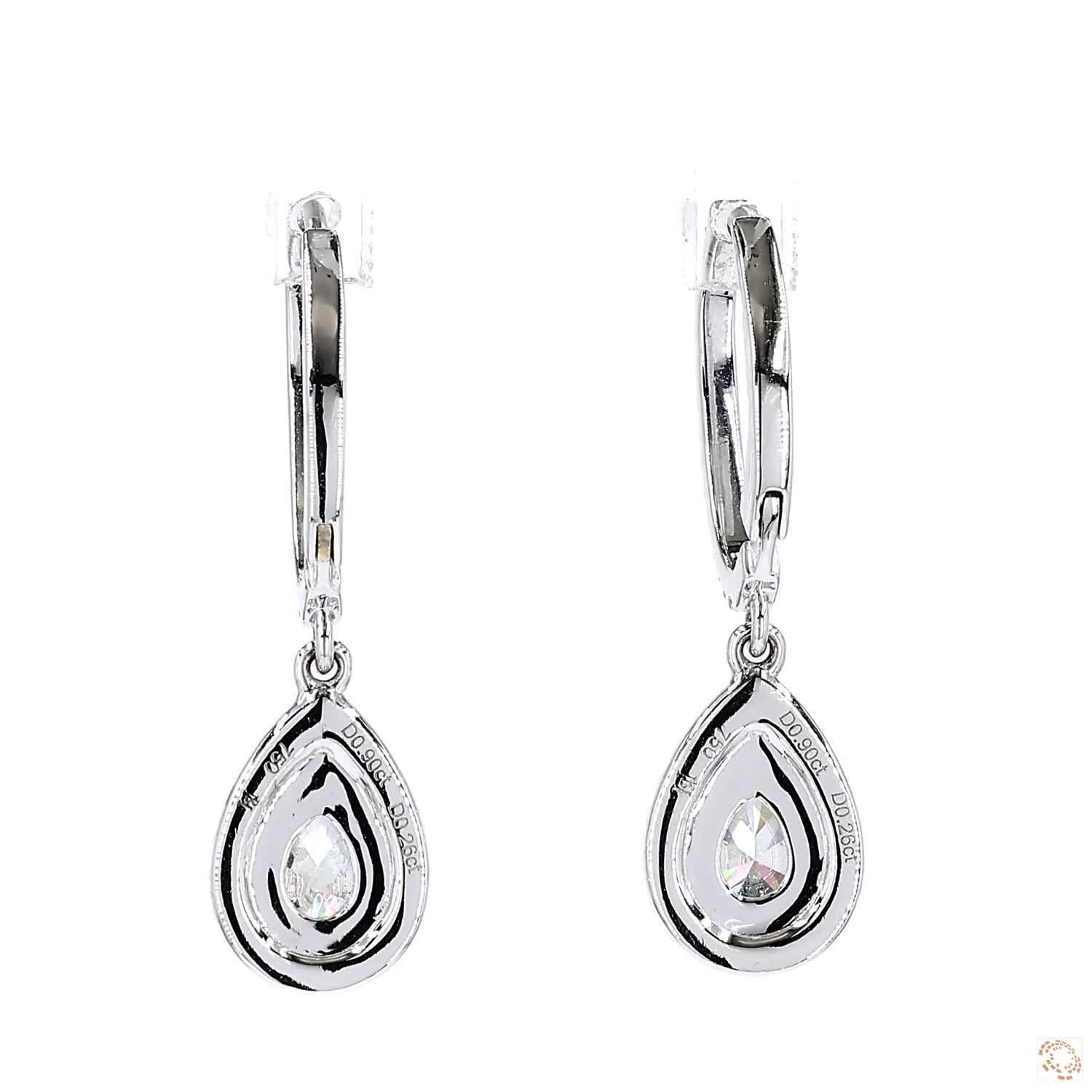 Pear Shape Diamond Halo Dangling Earrings