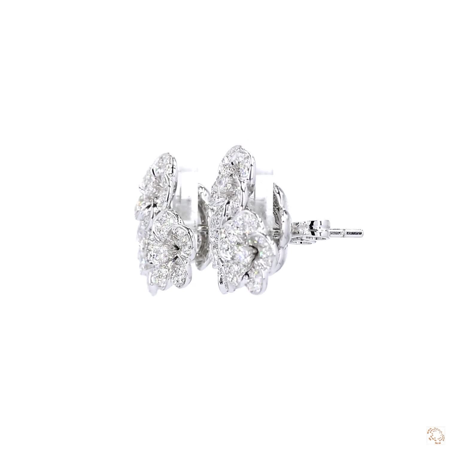 Triple Flower Diamond Stud Earrings