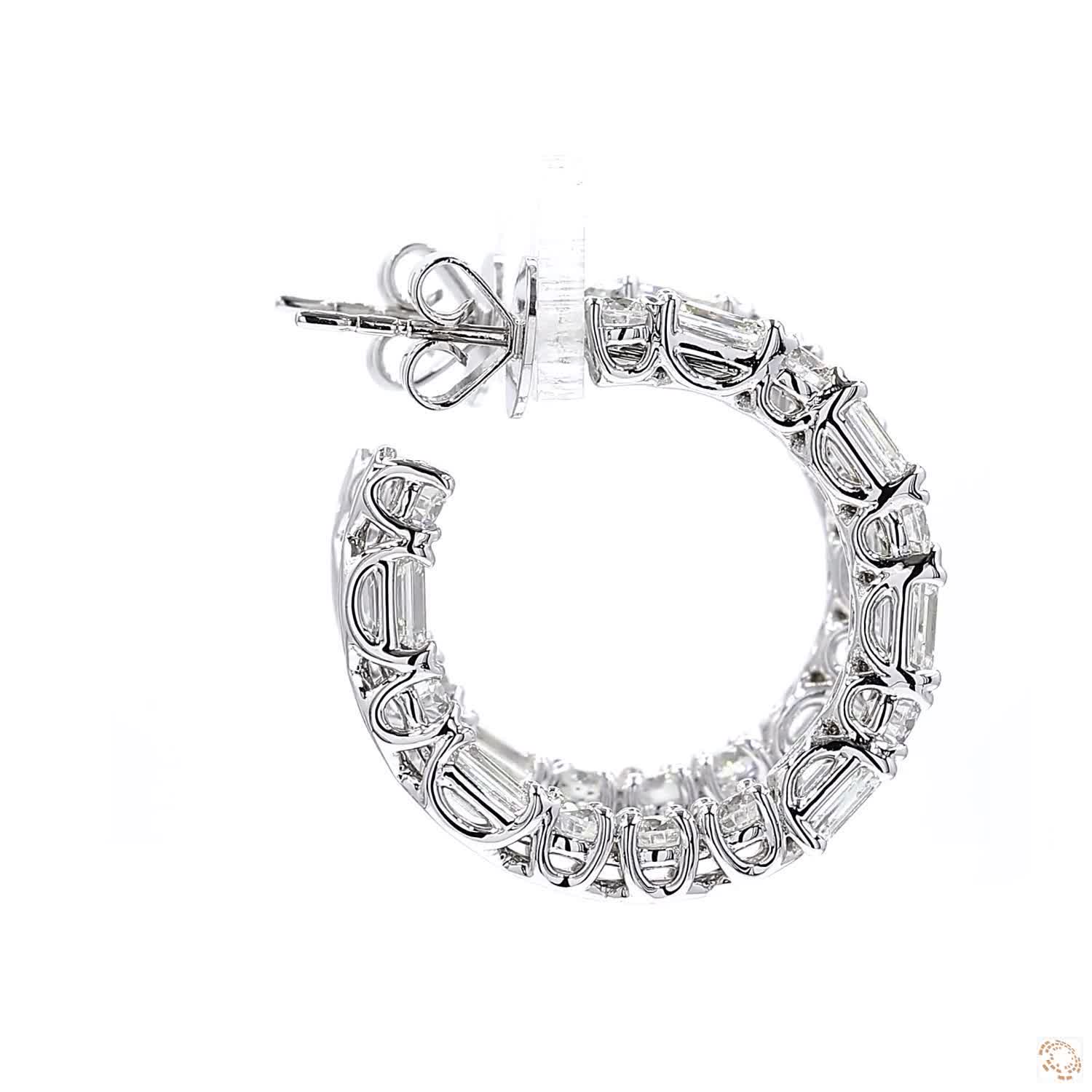 Emerald Cut Diamond Hoop Earrings (6.07 ct. tw.)