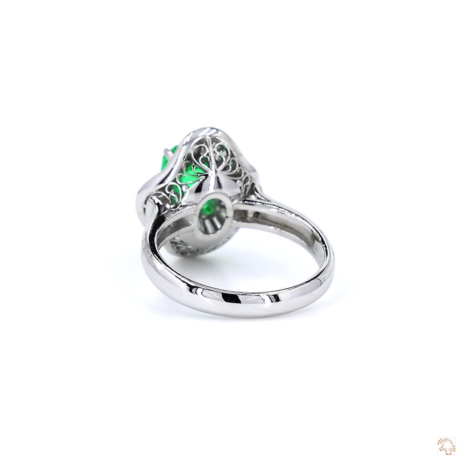Colombian Emerald & Baguettes Diamond Ballerina Cocktail Ring