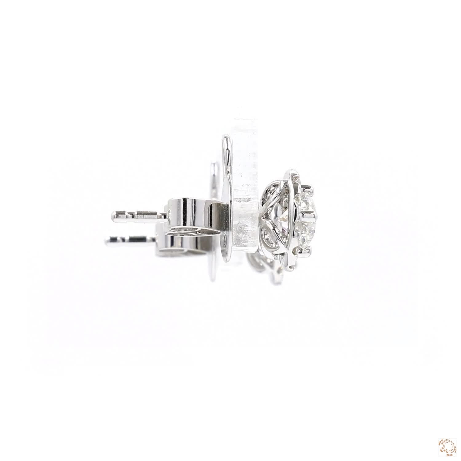 Halo Diamond Stud Earrings with Jacket (0.3 ct. per diamond - F VS2)