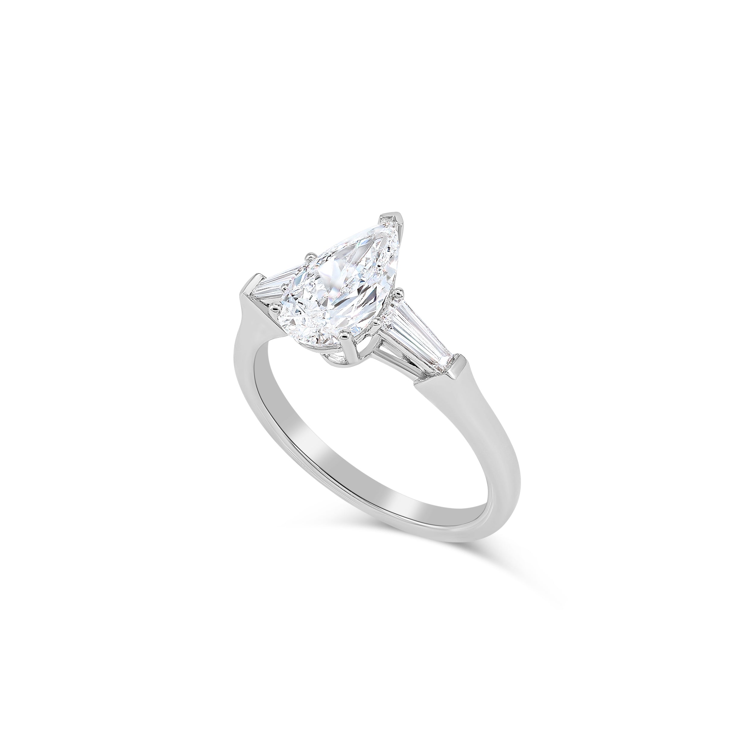 Pear & Baguette Shape Diamond Engagement Ring