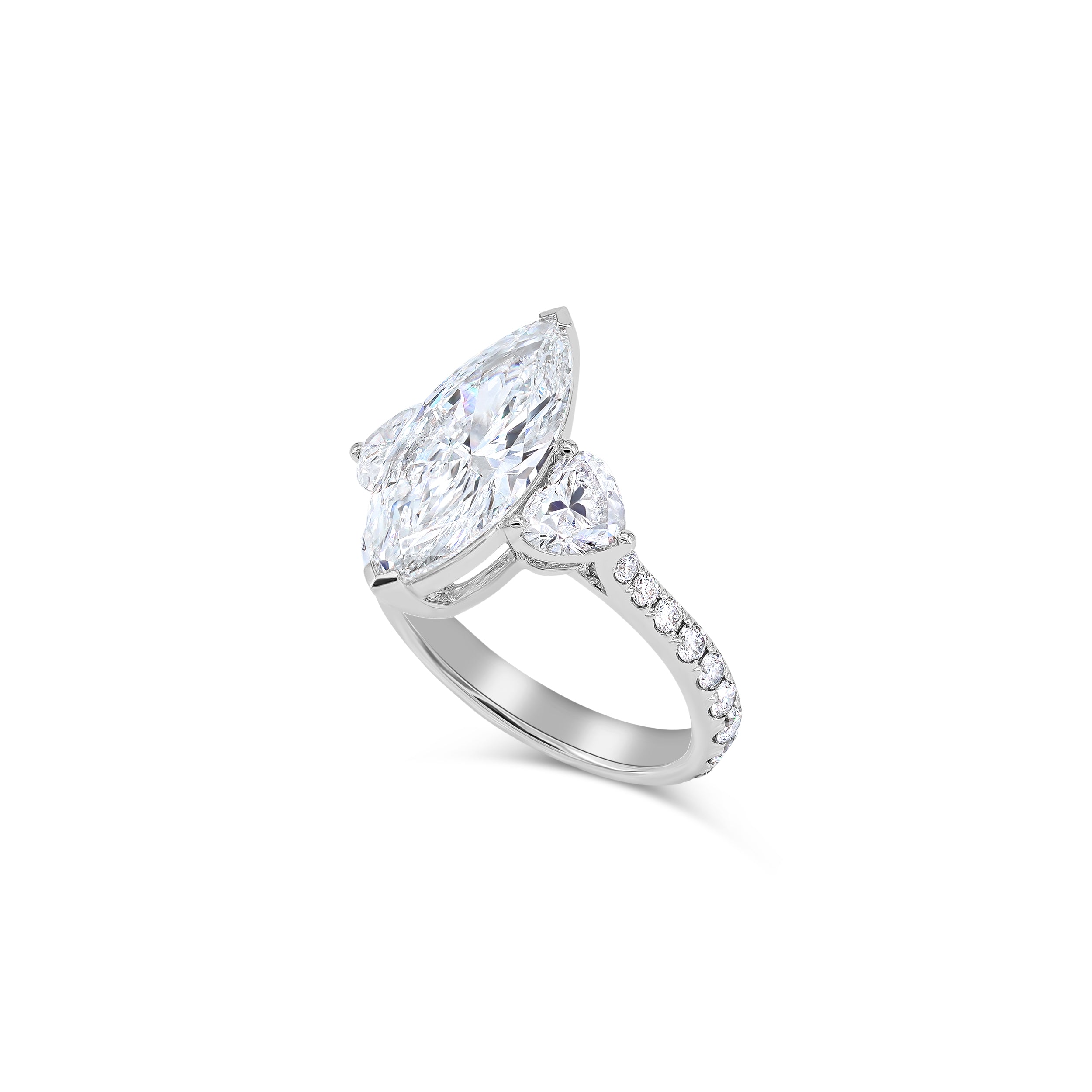 An Exceptional Marquise Cut Three-Stone Diamond Ring