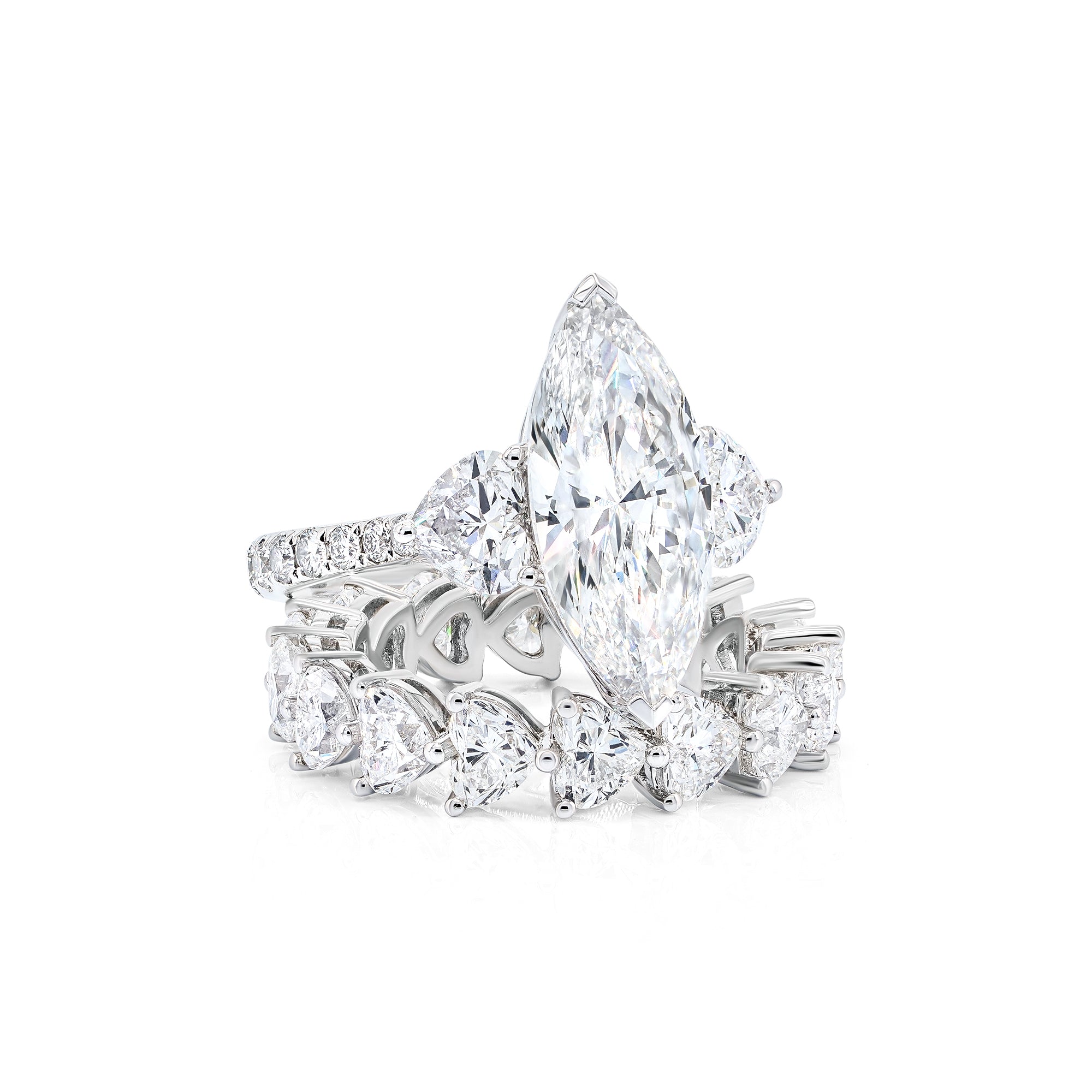 An Exceptional Marquise Cut Three-Stone Diamond Ring
