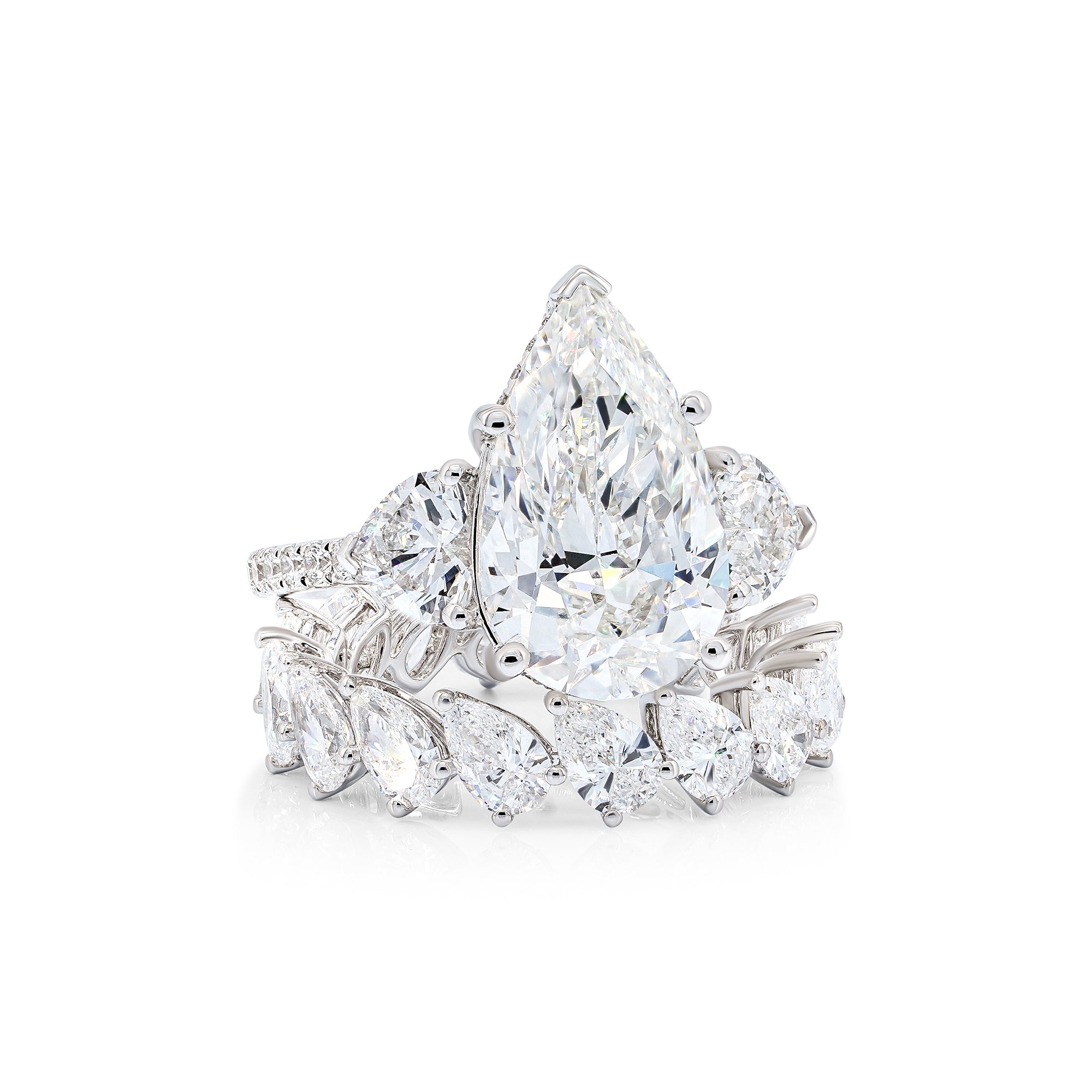Three-Stone Pear Shape Diamond Engagement Ring
