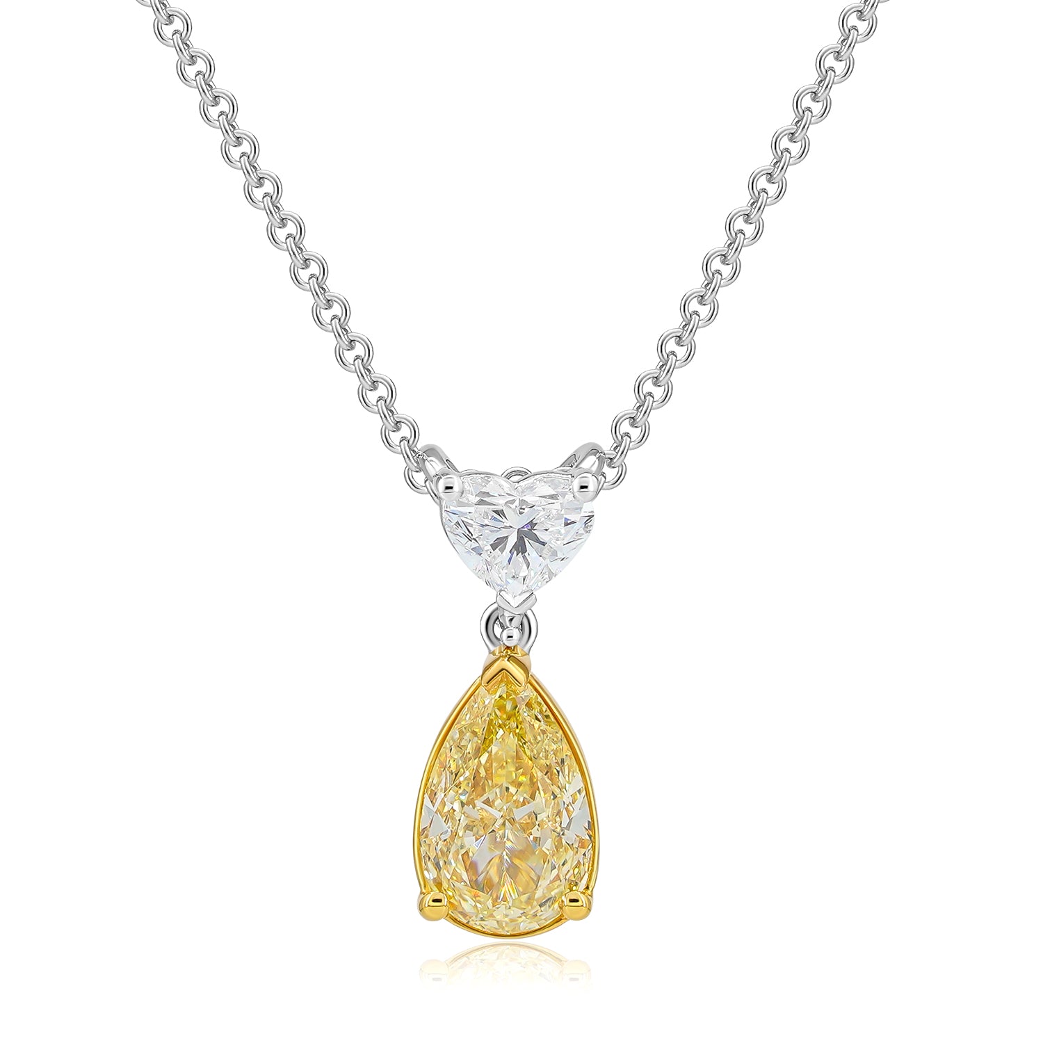 Fancy Light Yellow GIA Certified Pear & Heart Diamond Pendant