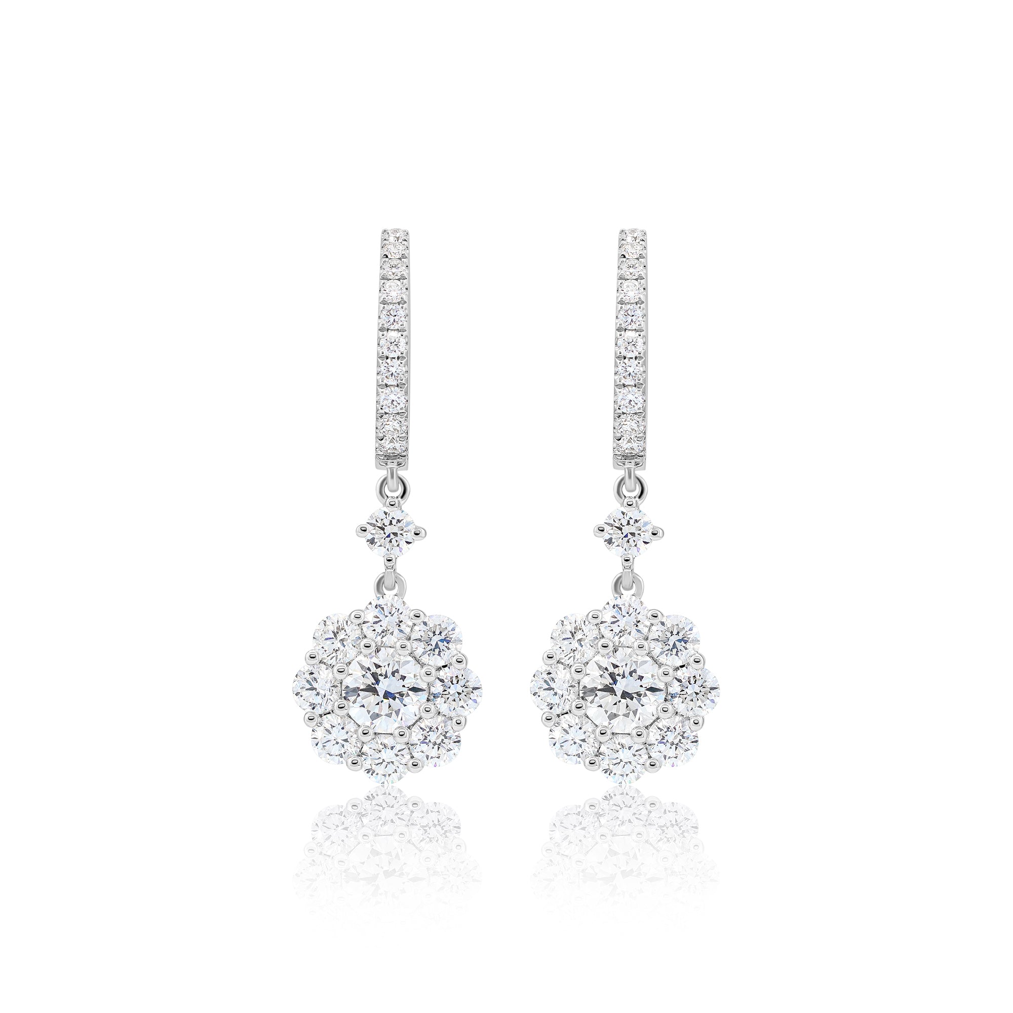 Diamond Stud Cluster Dangling Earrings (3.275 ct. tw.)