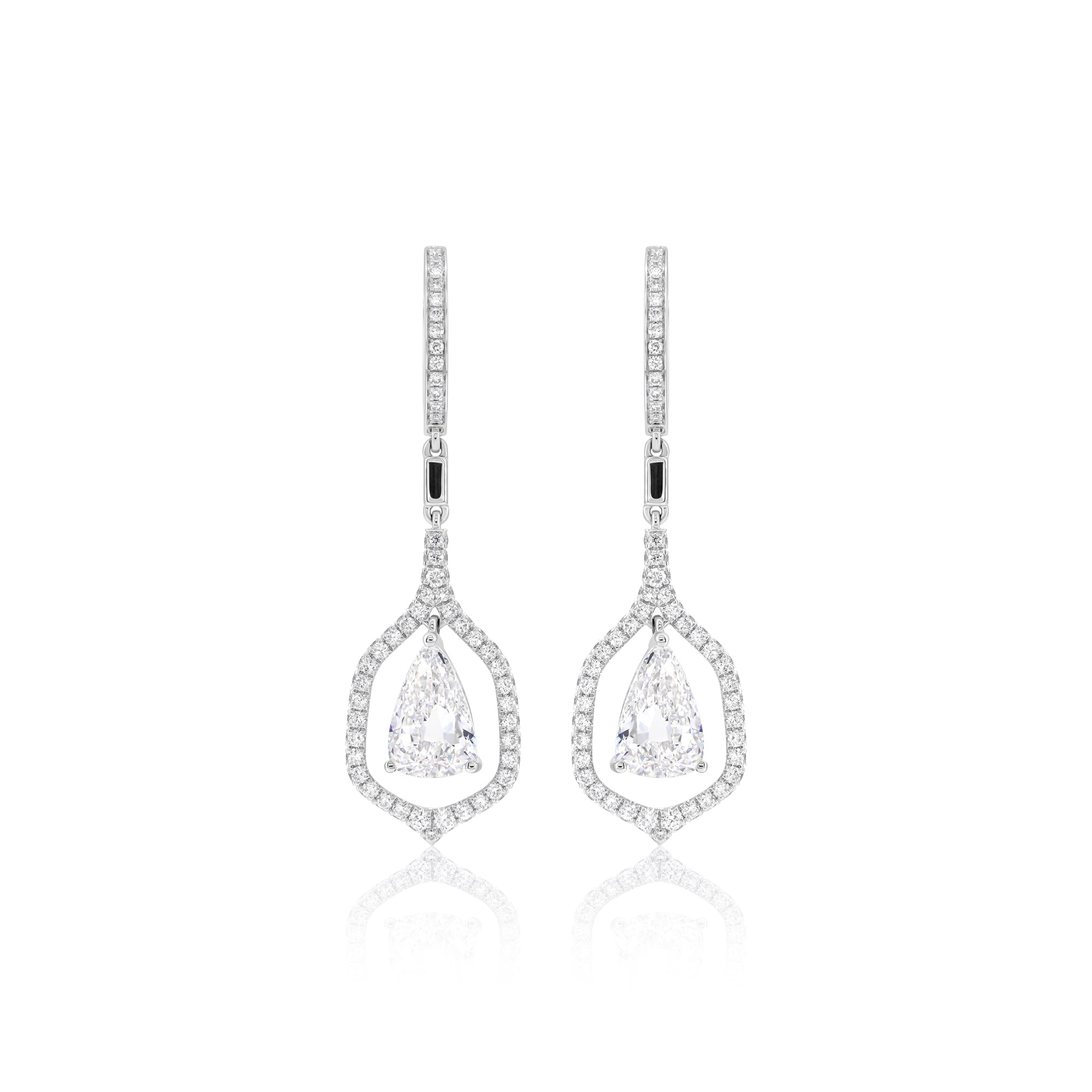 Diamond Dangle Pear Shaped Halo Earrings (4.92 ct. tw.)