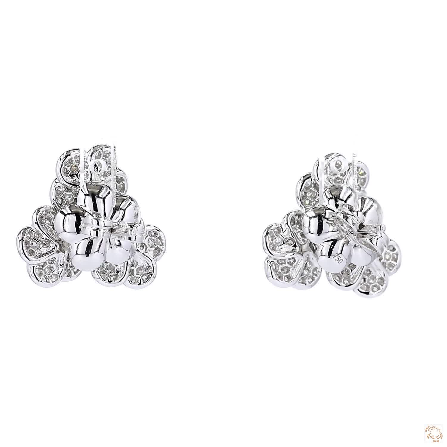 Triple Flower Diamond Stud Earrings