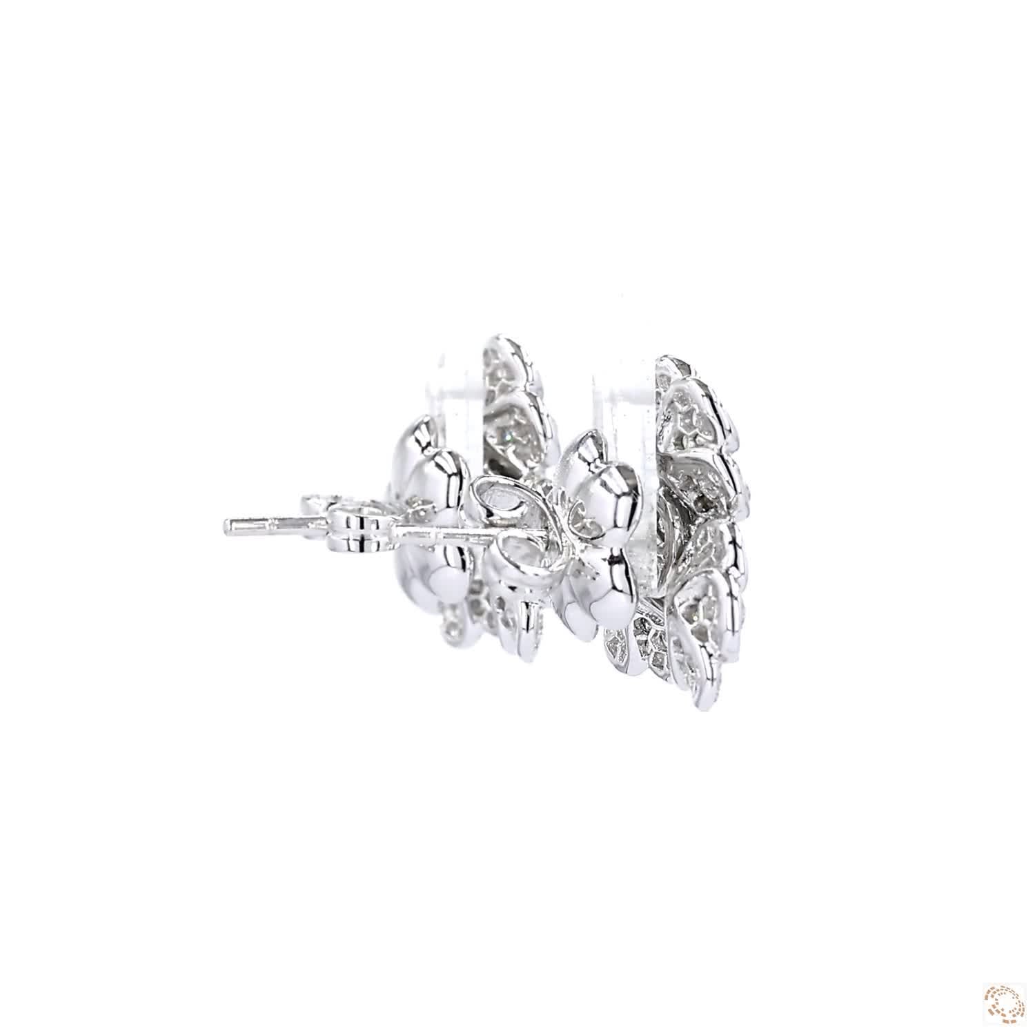 Triple Flower Diamond Stud Earrings