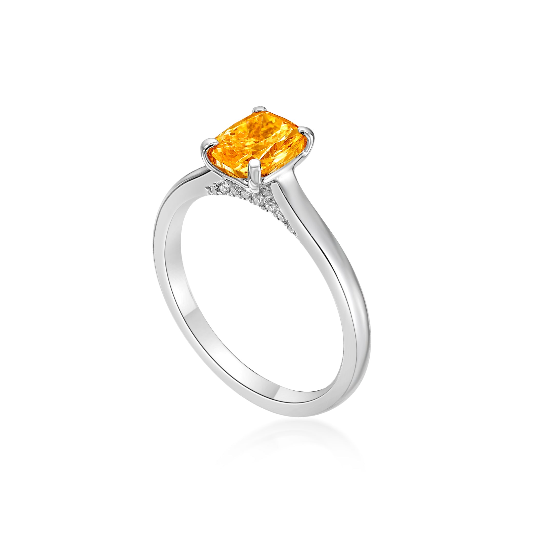 A Rare Fancy Vivid Yellowish Orange Diamond Ring