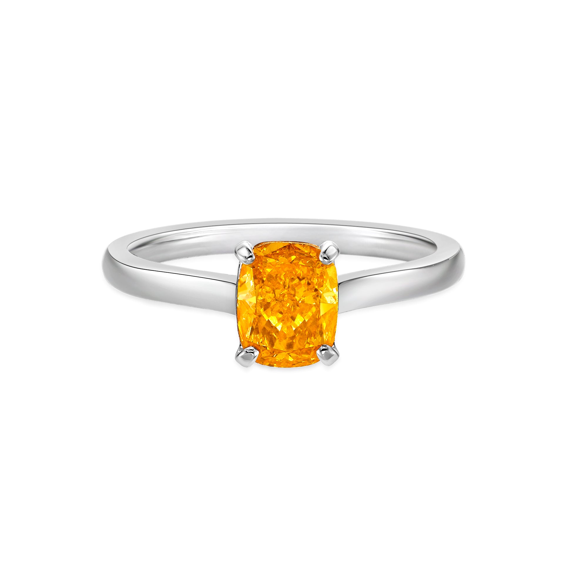 A Rare Fancy Vivid Yellowish Orange Diamond Ring