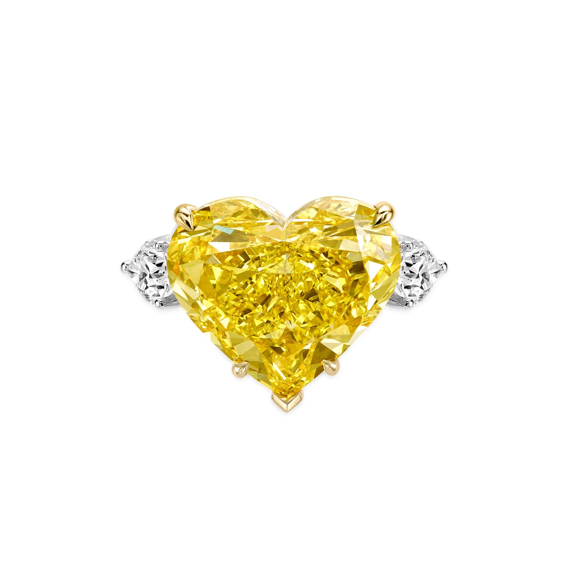 Heart Shape Fancy Vivid Yellow Diamond Ring