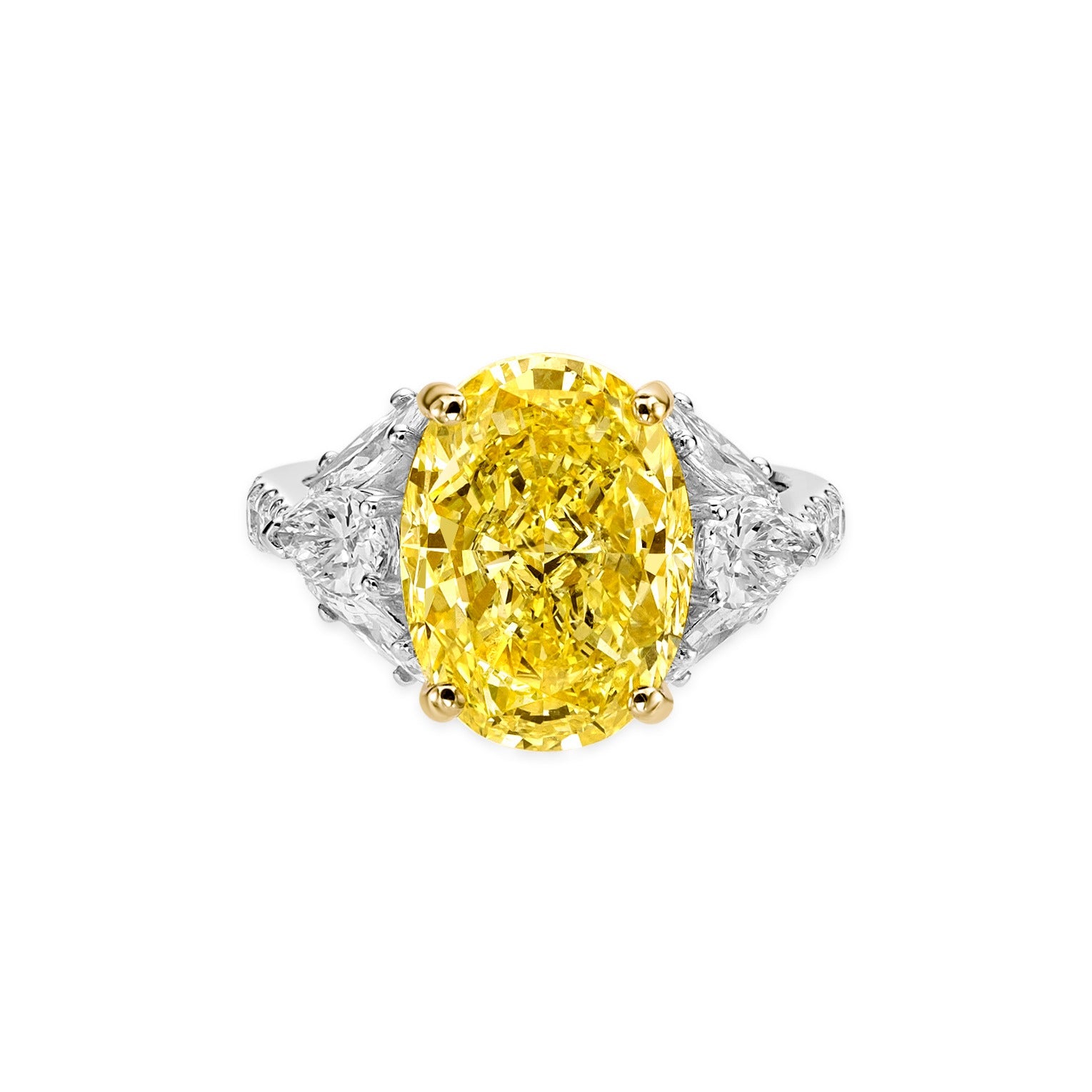 Oval Shape Fancy Vivid Yellow Diamond Ring