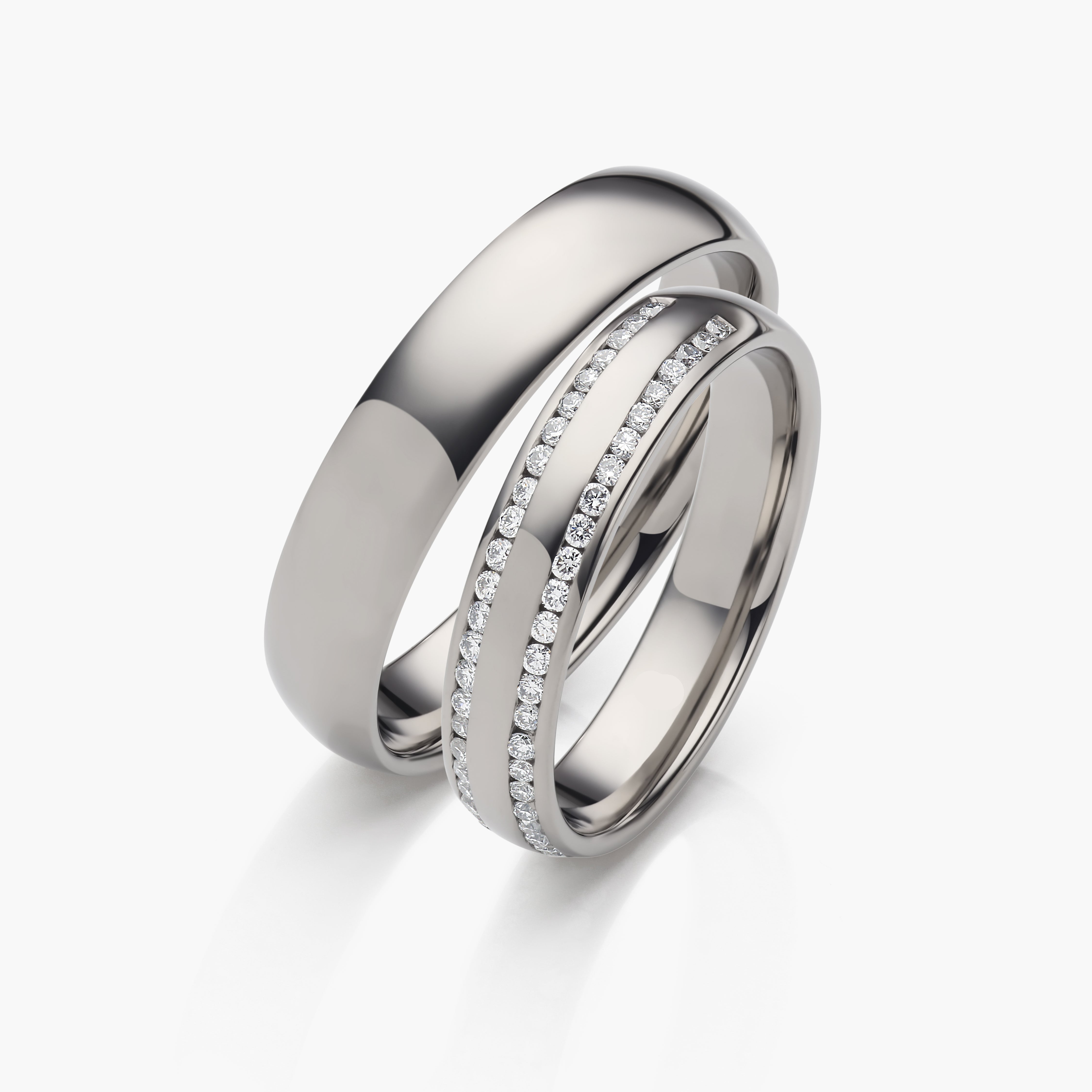 18K White Gold Polished Wedding Ring Pair