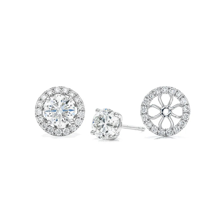Halo Diamond Stud Earrings with Jacket (0.6 ct. per diamond)