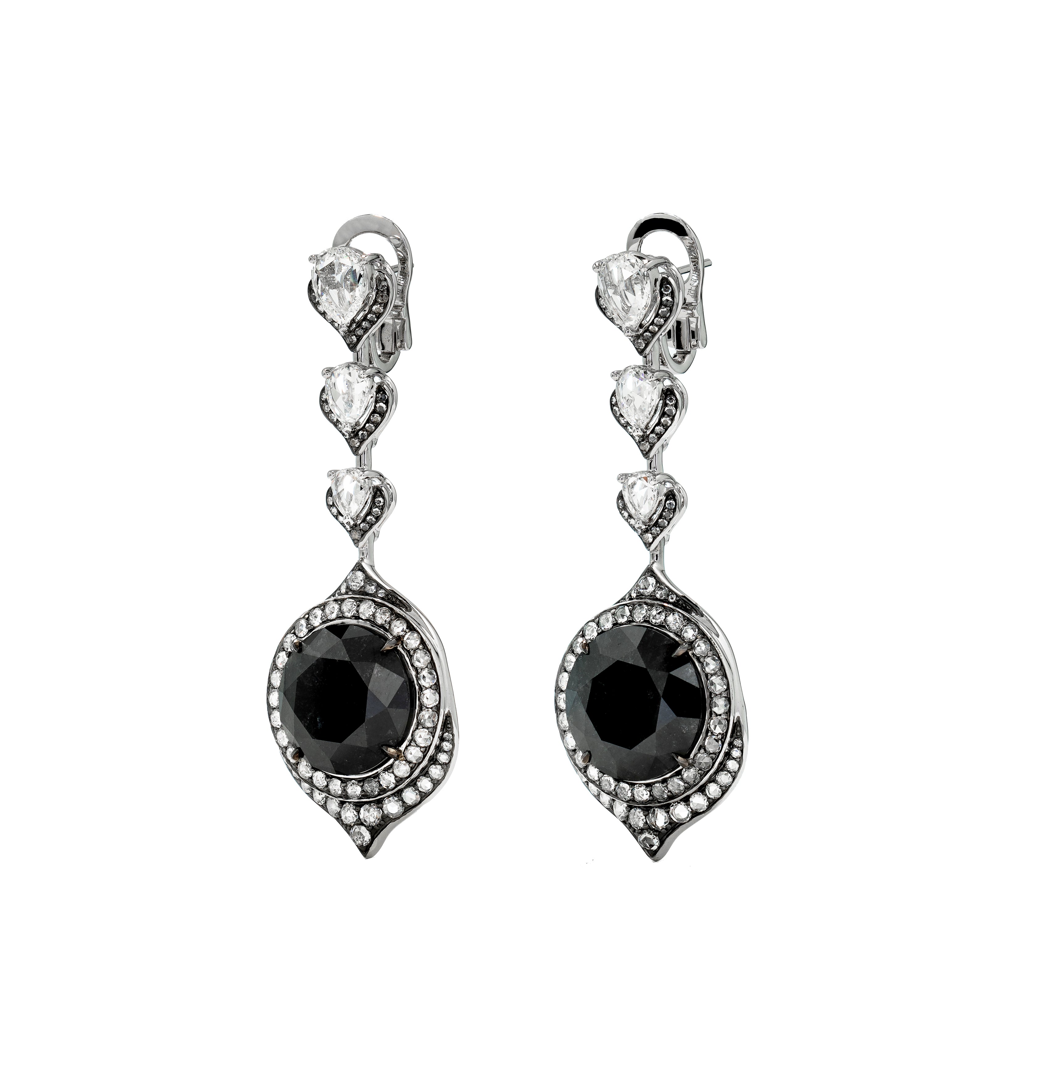 Fancy Black Diamond Dangling Earrings (11.4 ct per diamond)