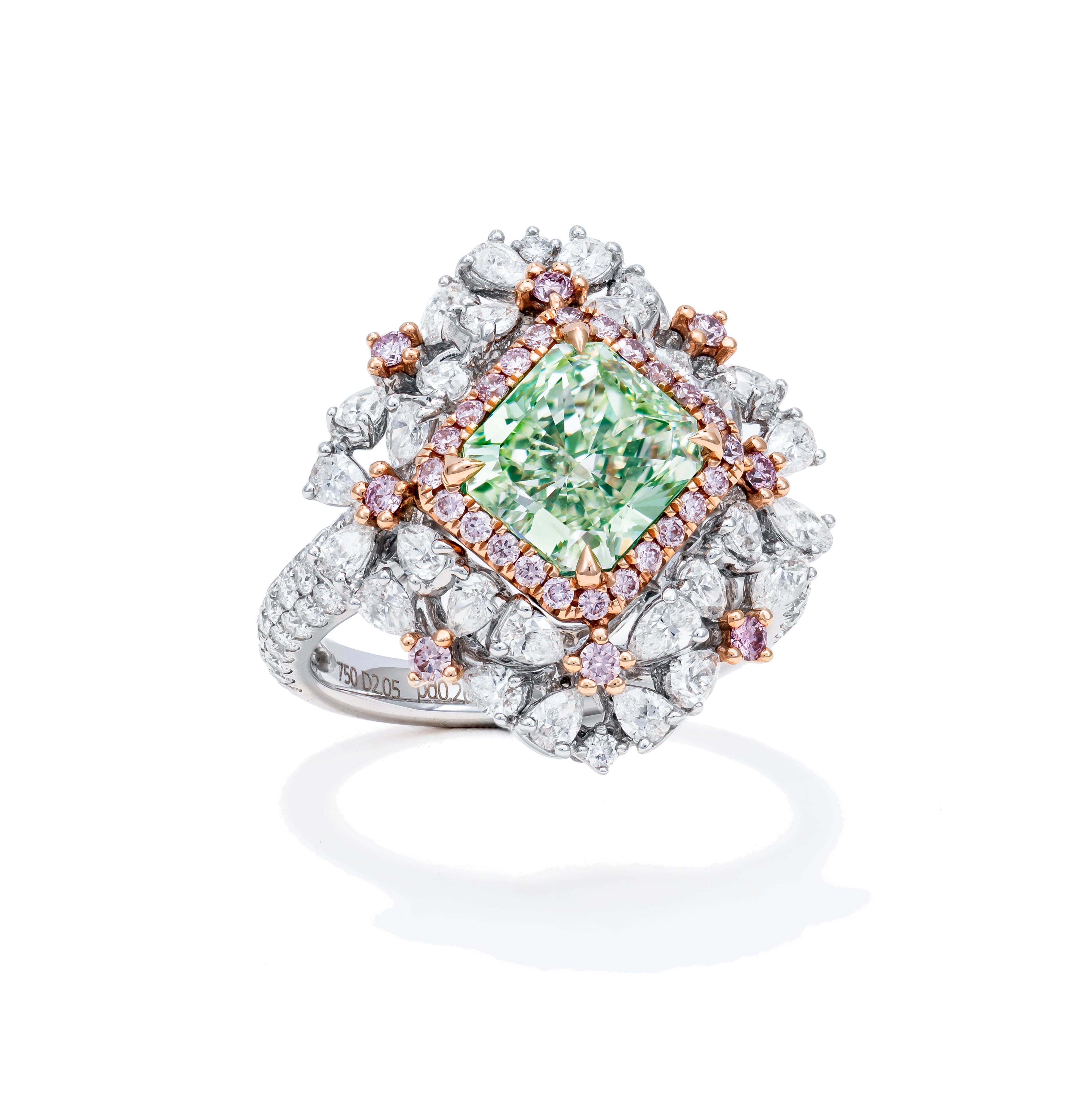 Radiant Fancy Light Greenish Yellow Diamond Ring