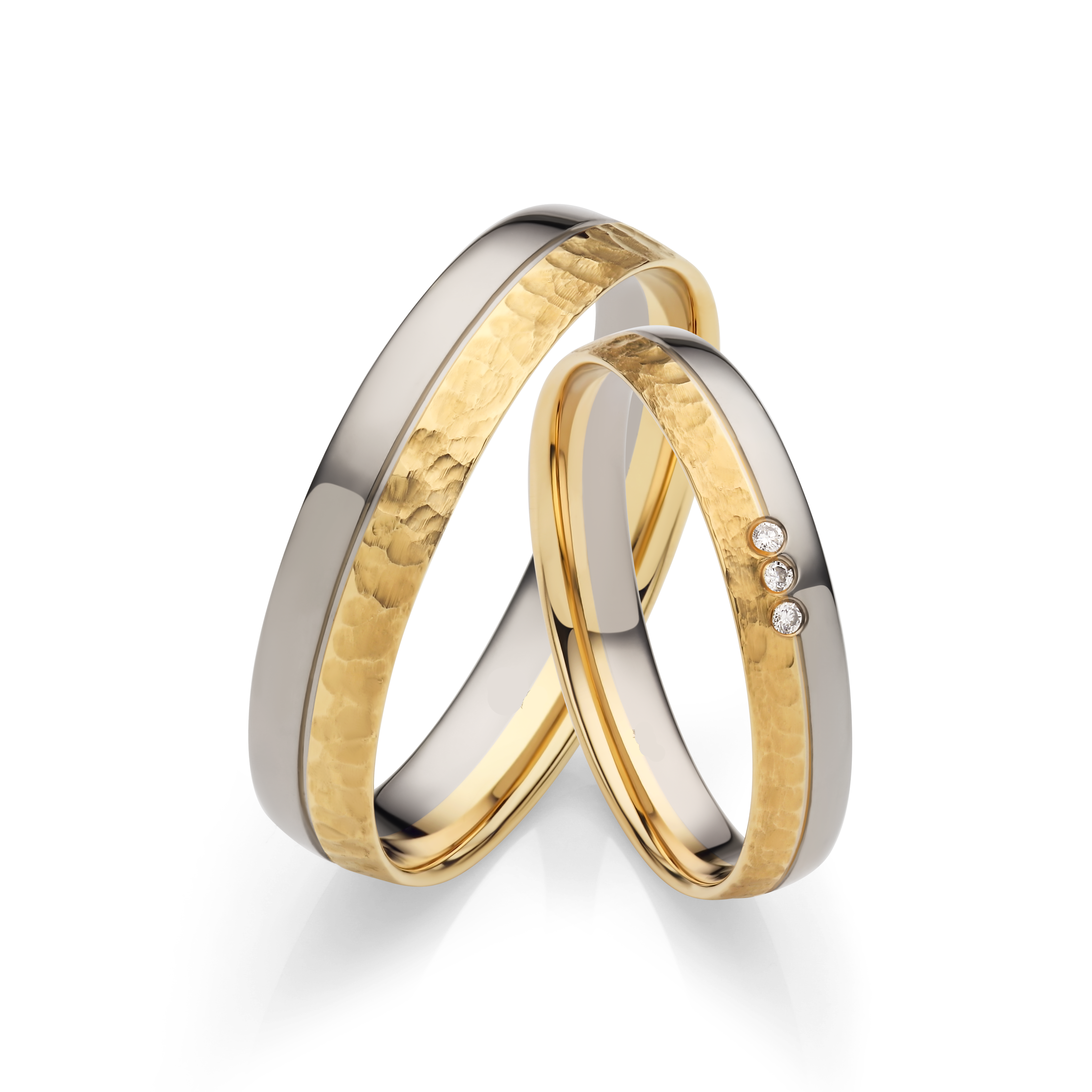 Bi-Color 18K White & Yellow Gold Wedding Ring Pair