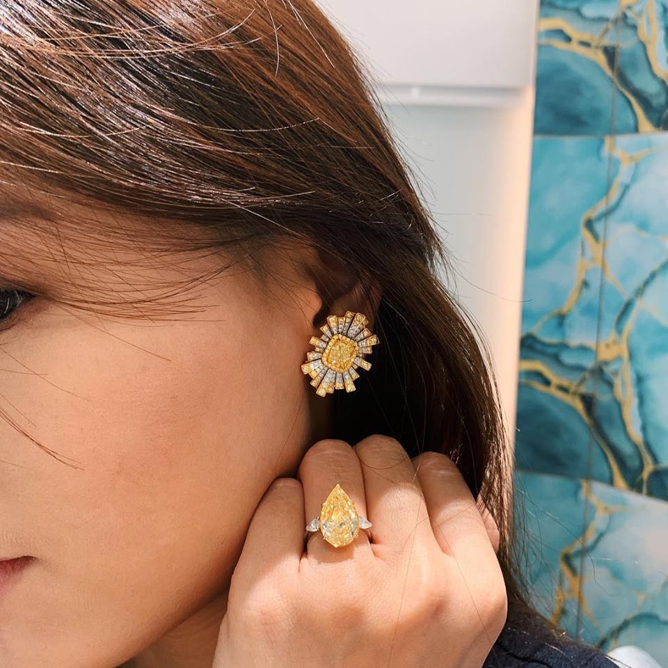 Cushion-Cut Fancy Intense Yellow Diamond Studs with Jackets