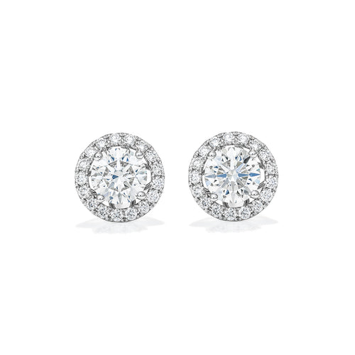 Eternal 4 Prongs Diamond Earrings with Diamond Halo