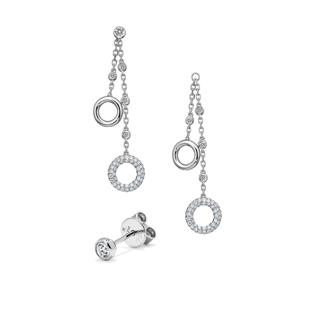 18K Gold Moon River Diamond Earrings