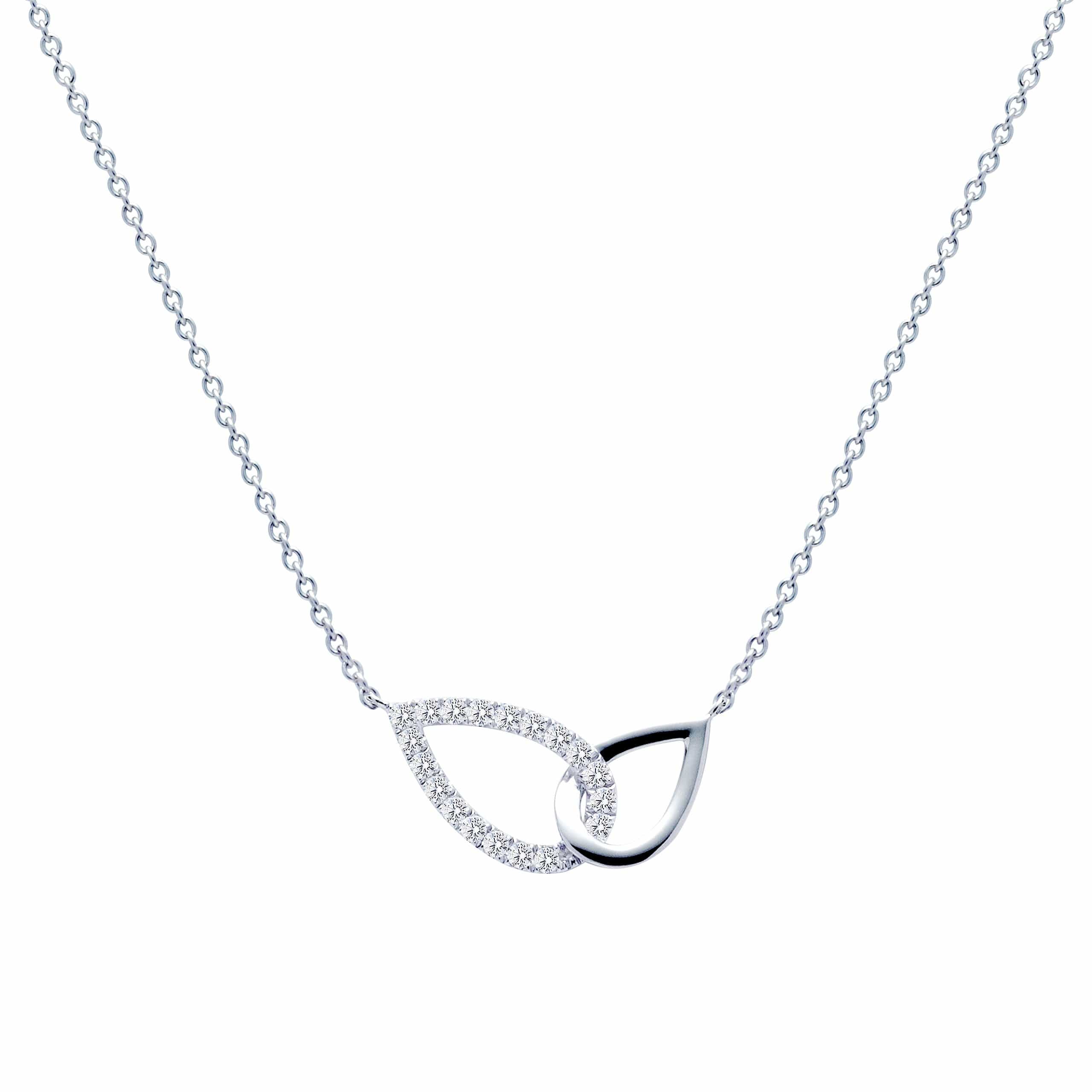 18K Gold Two Pear Shapes Diamond Necklace