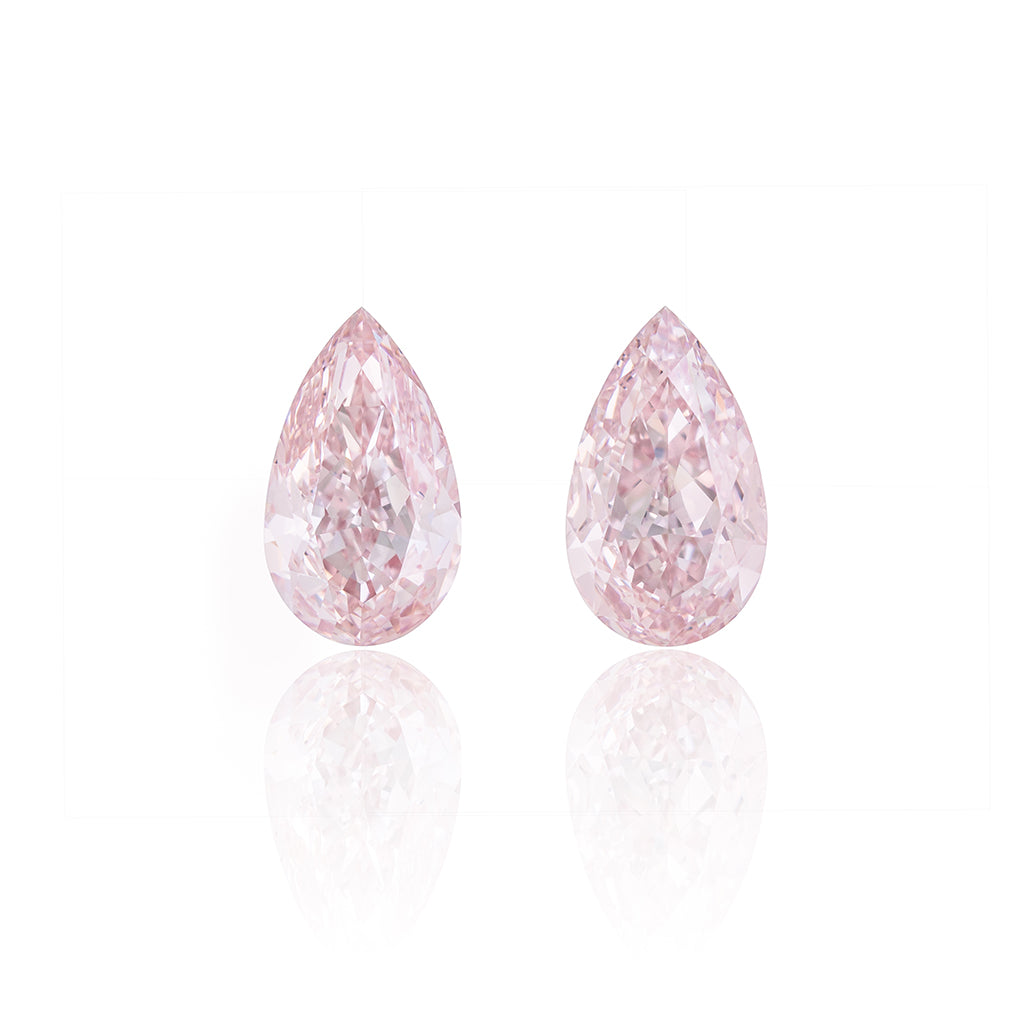 Pear Shape Fancy Light Pink Matching Pair