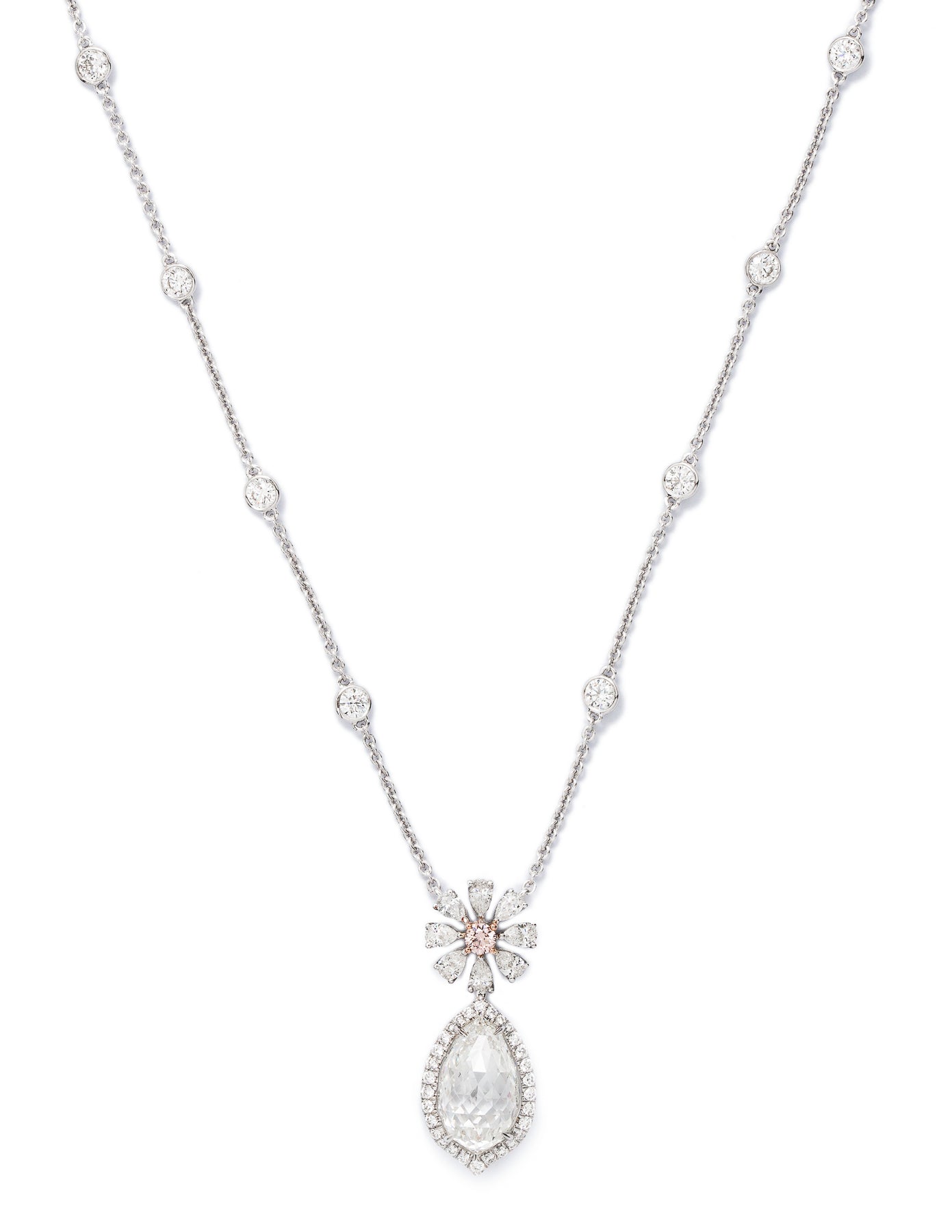 Vintage Briolette And Argyle Pink Diamond Necklace