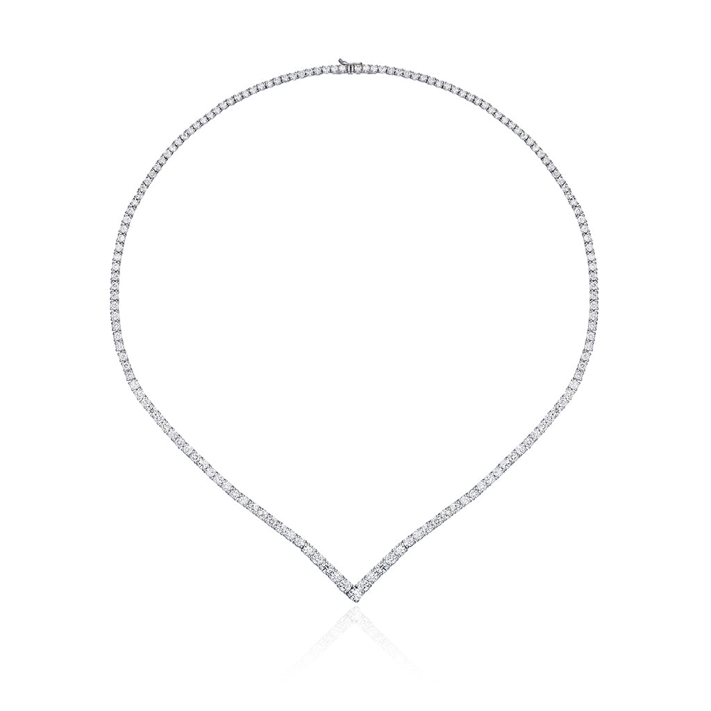 V Shape Eternal Round Brilliant Diamond Necklace