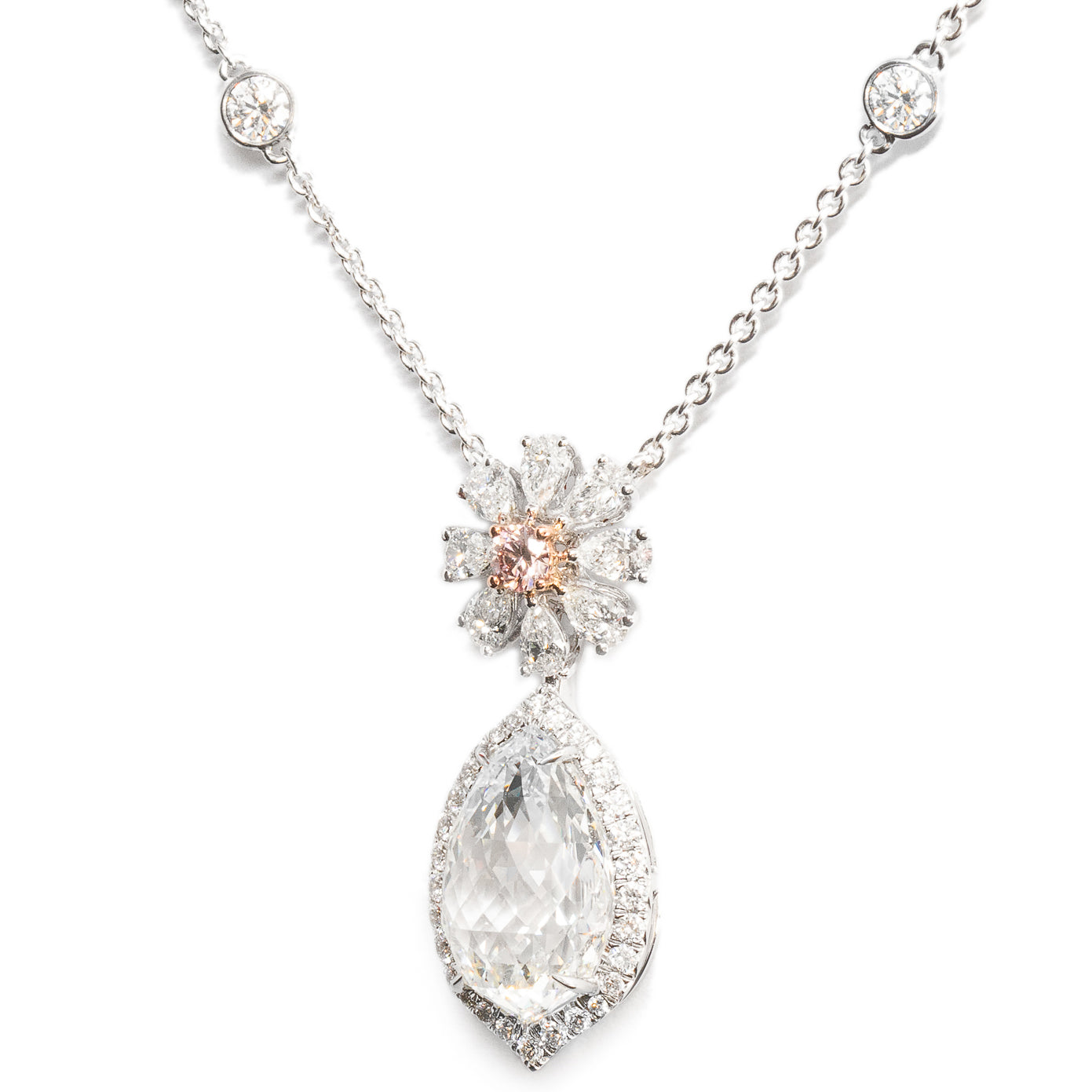 Vintage Briolette And Argyle Pink Diamond Necklace
