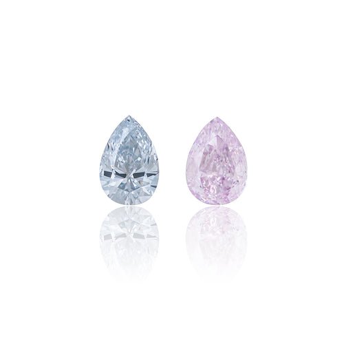 Pear shape Blue and Pink diamonds