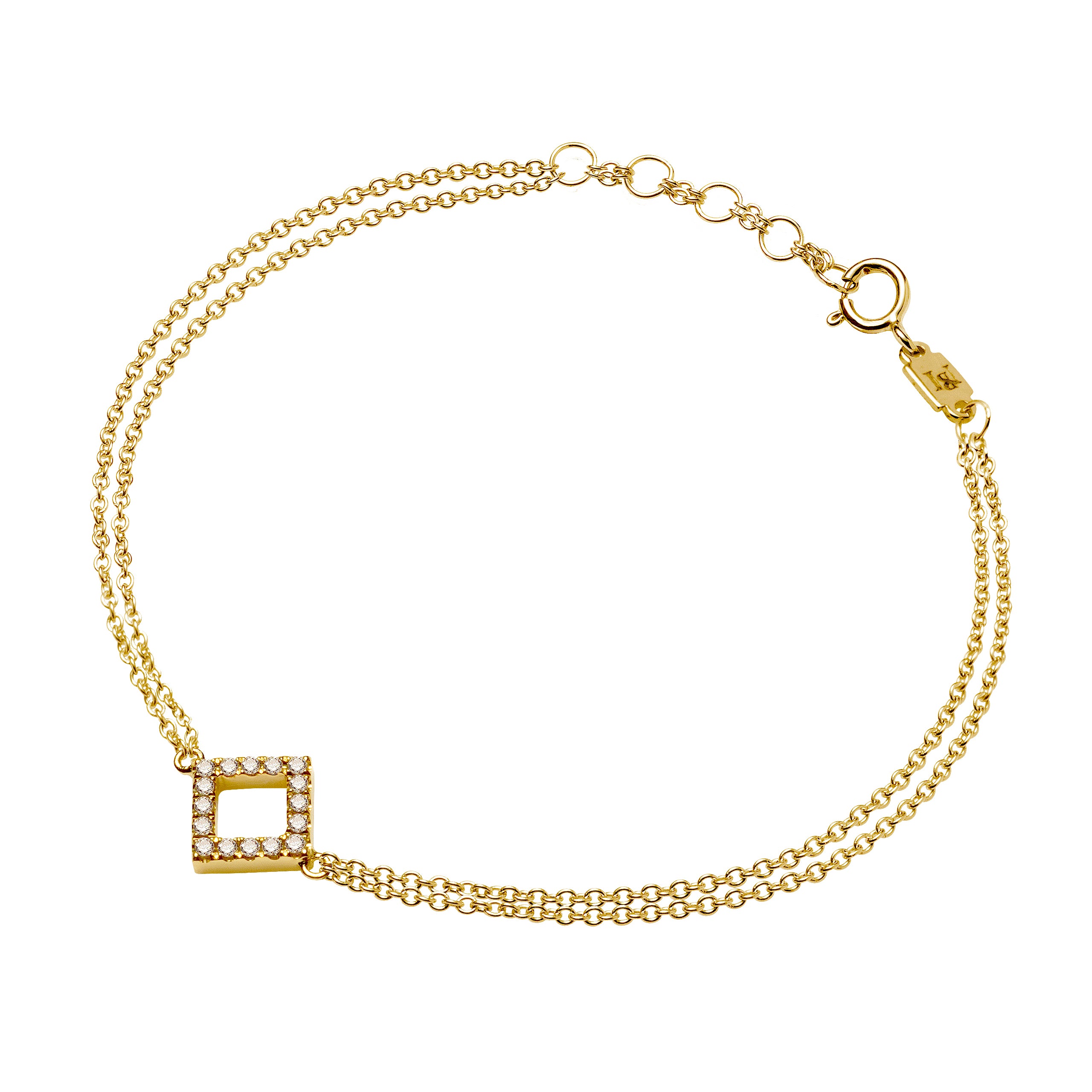 18K Gold & Diamonds Geometric Princess Bracelet