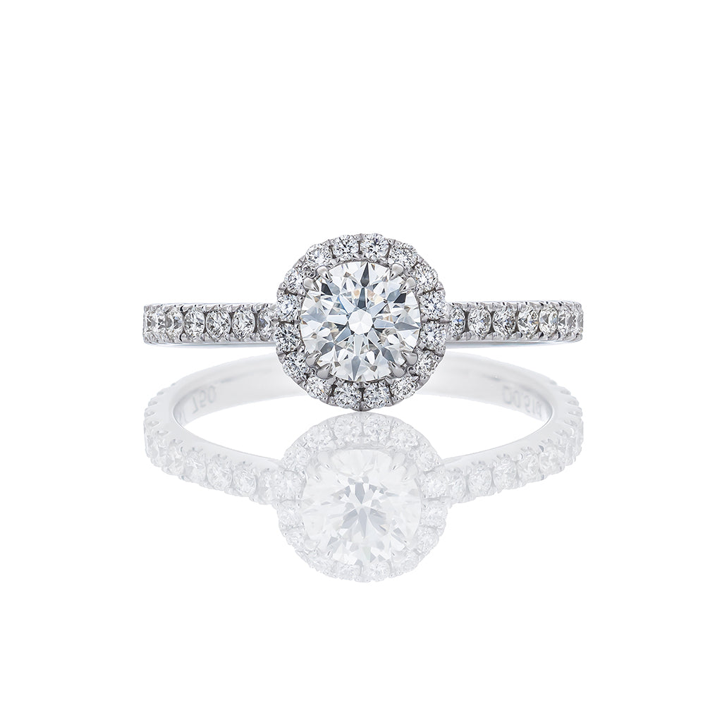 Micropave Halo & Band Solitaire Diamond Ring