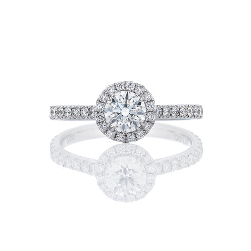 Micropave Halo & Band Solitaire Diamond Ring
