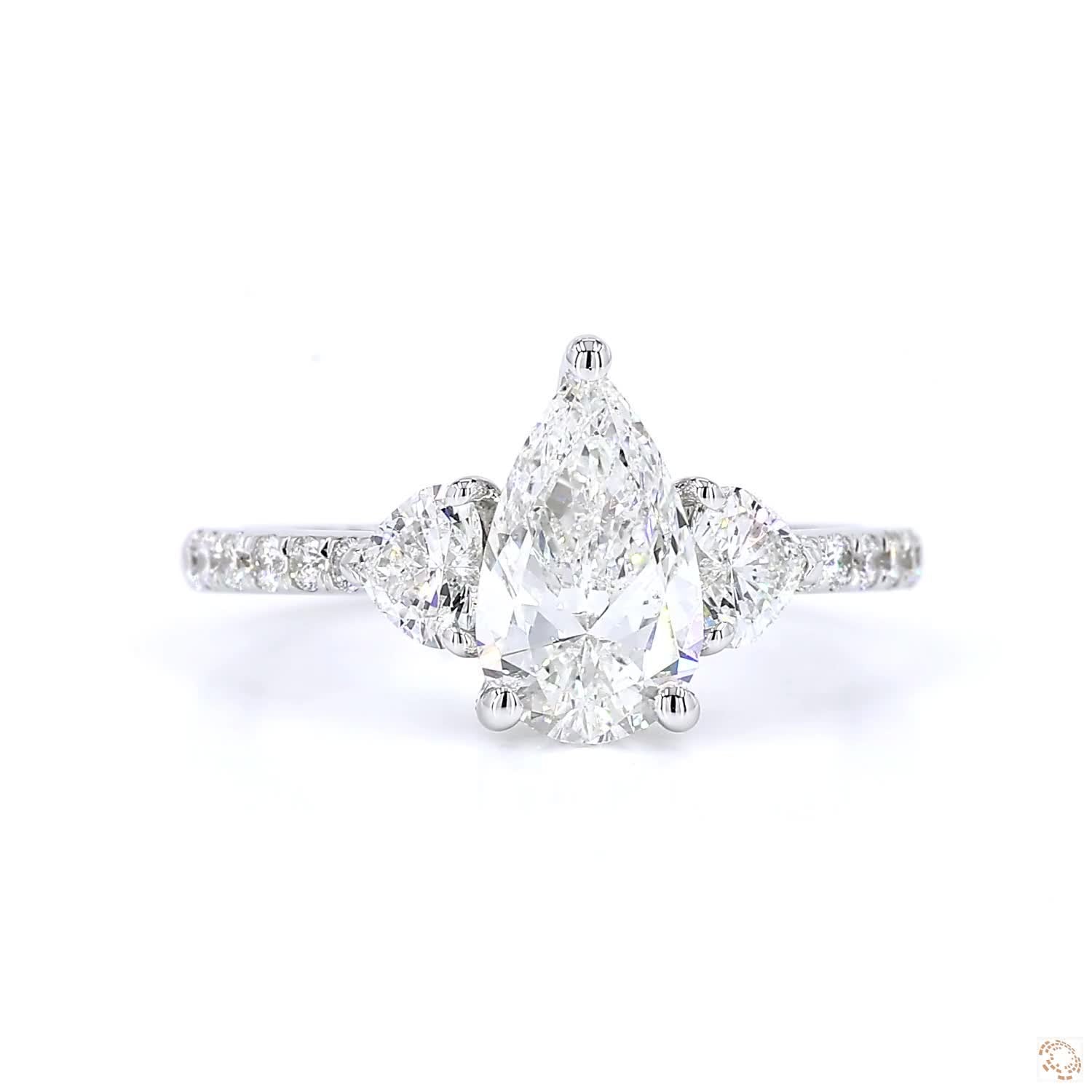 Pear & Heart Shape Three-Stone Diamond Engagement Ring