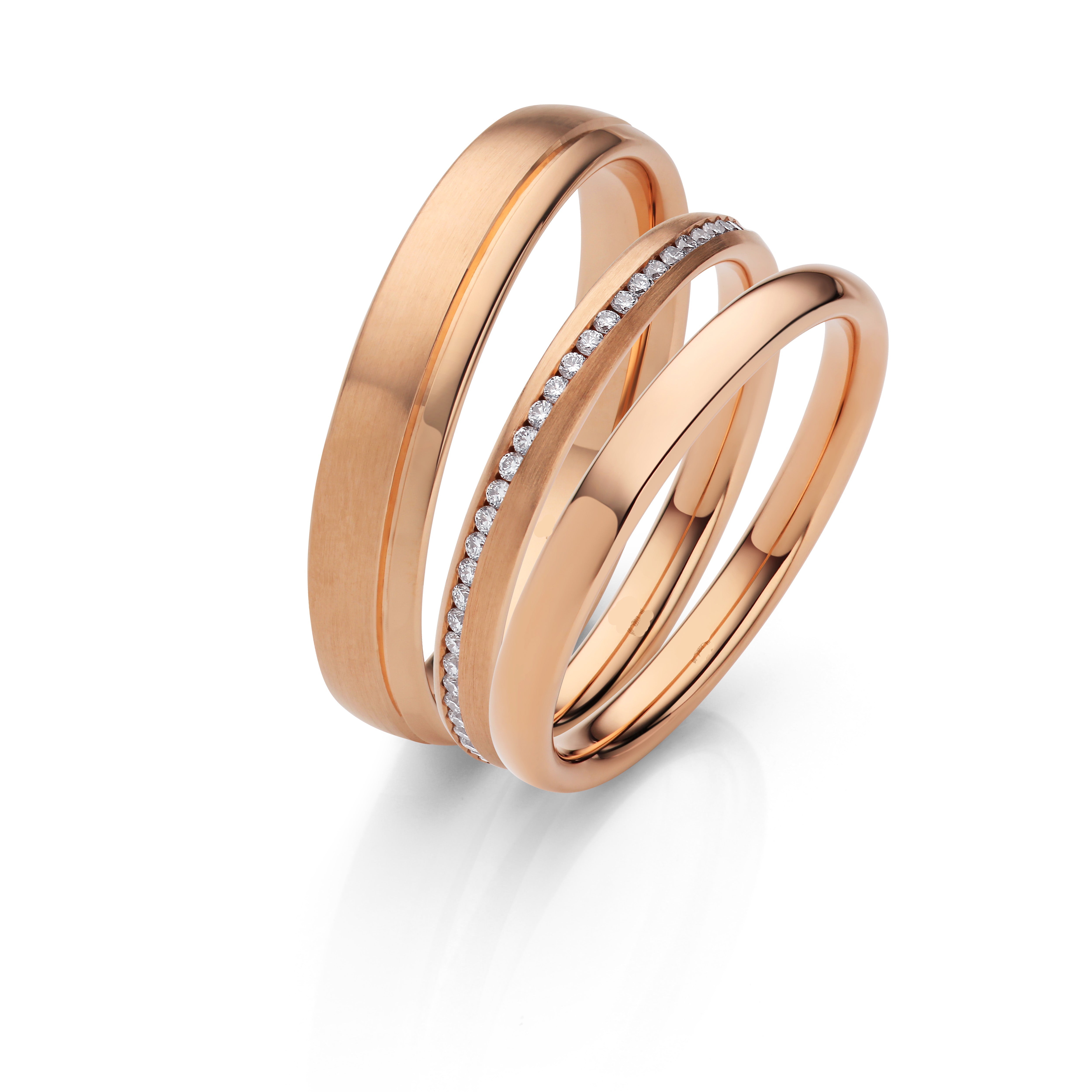 Slim 18K Rose Gold Wedding Band Pair