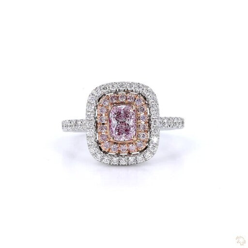Cushion Cut Pink Diamonds With Halo Ring
