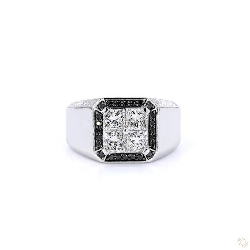 Black & White Diamonds Men's Signet Ring