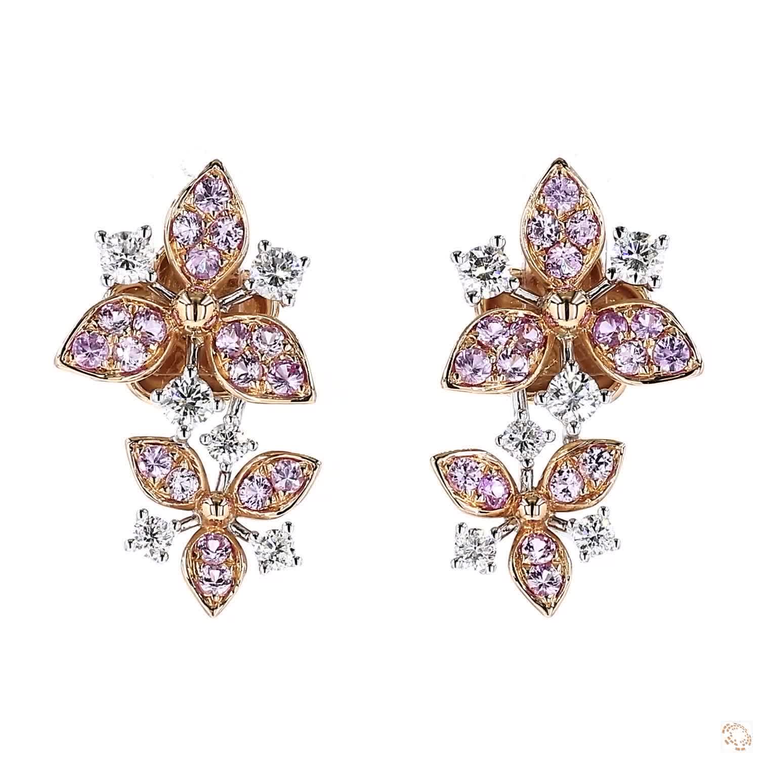 Snowflake Stud Earrings with Pink Sapphire (1.06 ct. tw.)