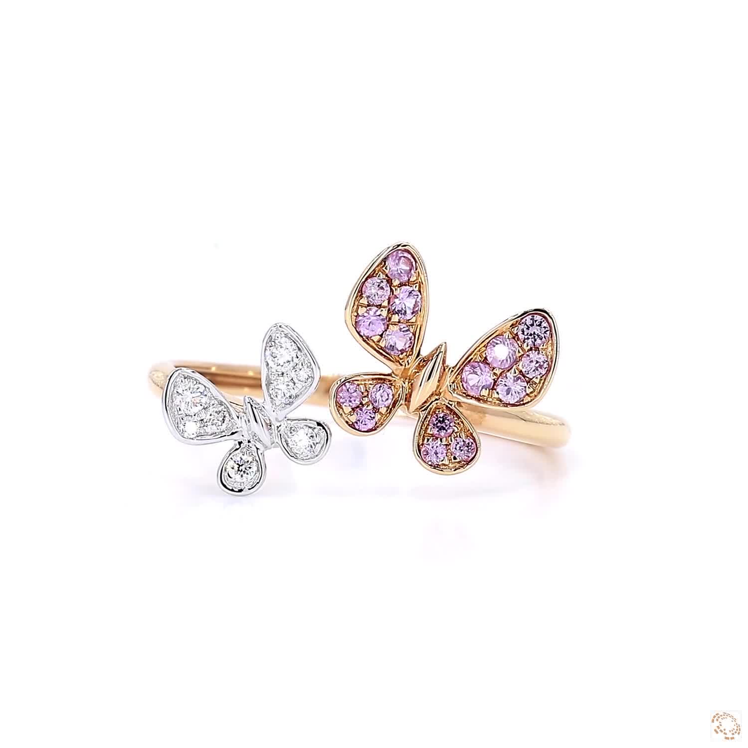 Double Butterfly Diamond & Sapphire Ring (0.26 ct)