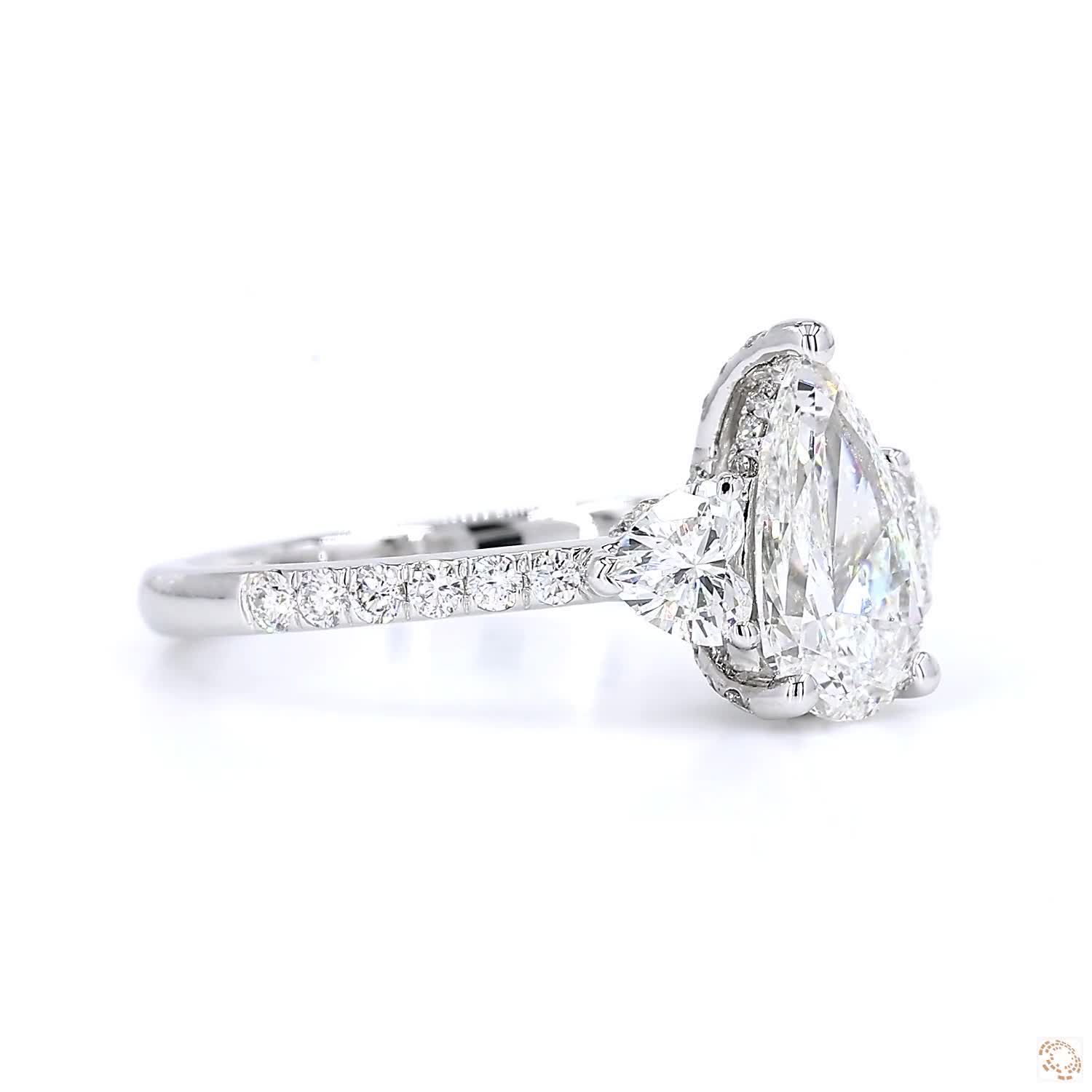 Pear & Heart Shape Three-Stone Diamond Engagement Ring