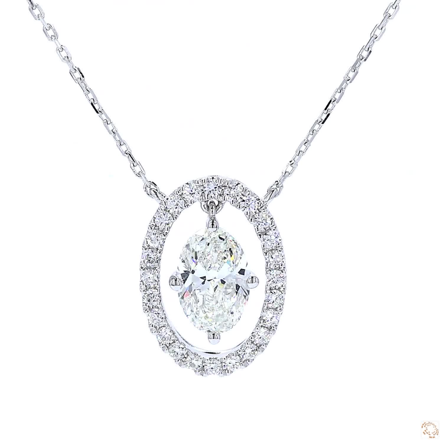 Floating Oval Diamond Pendant