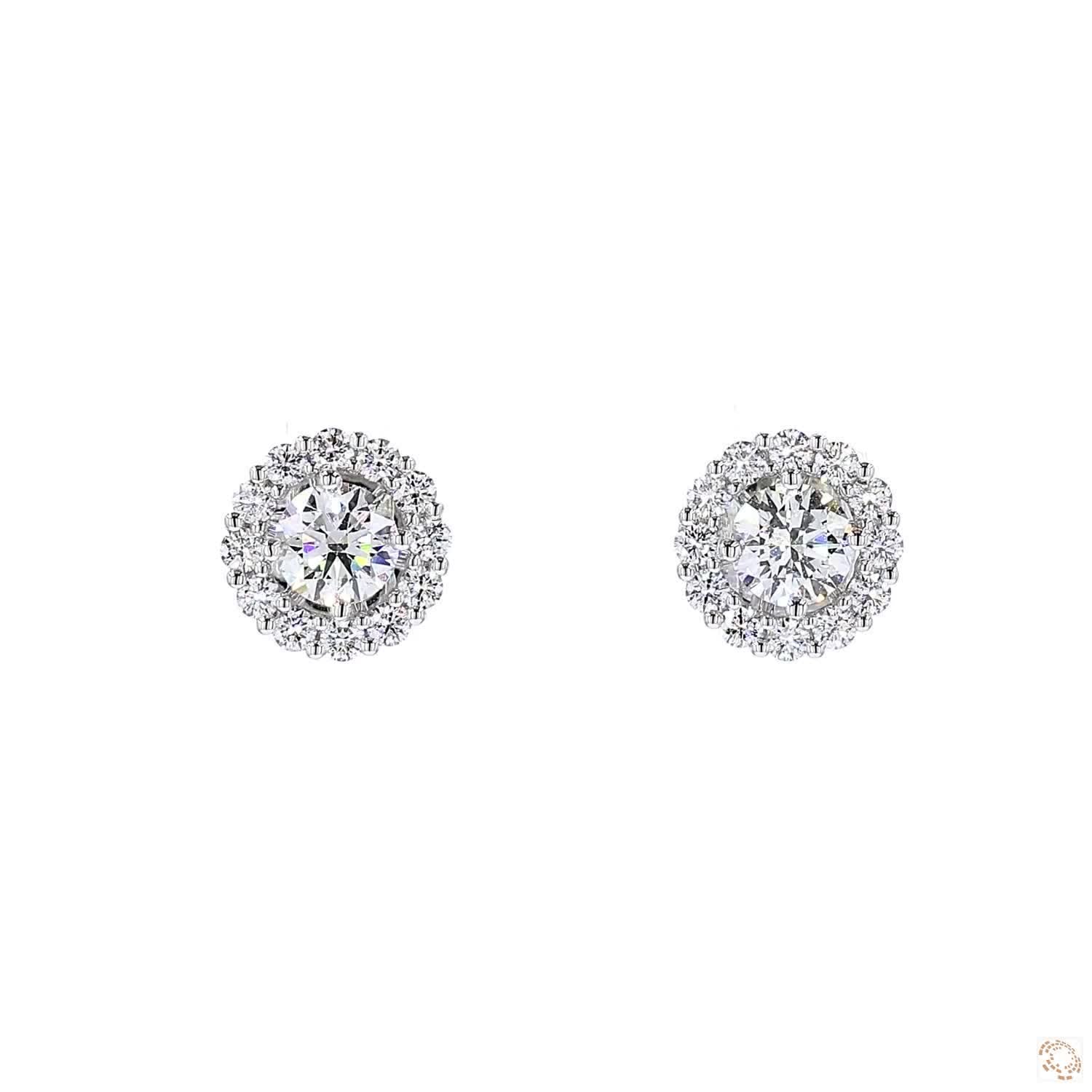 Halo Diamond Stud Earrings with Jacket (0.3 ct. per diamond)