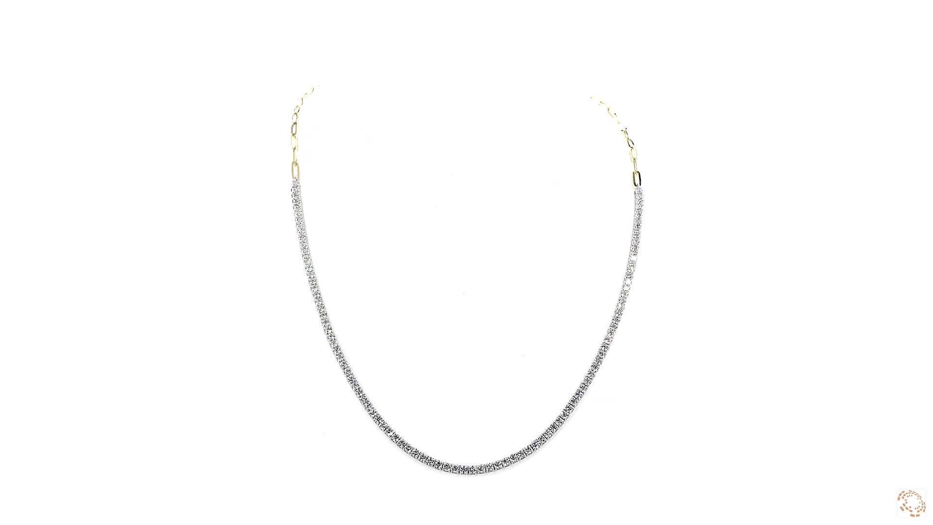 Halfway Diamond Tennis with Paperclip Chain