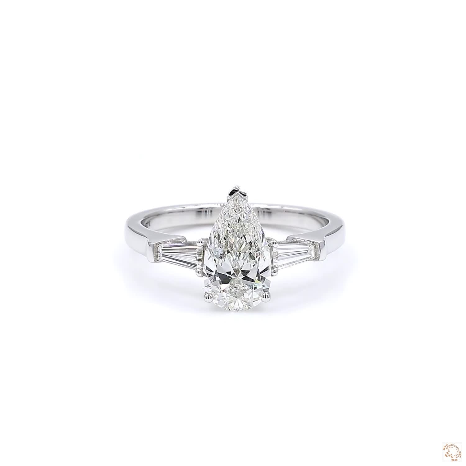 Pear & Baguette Shape Diamond Engagement Ring